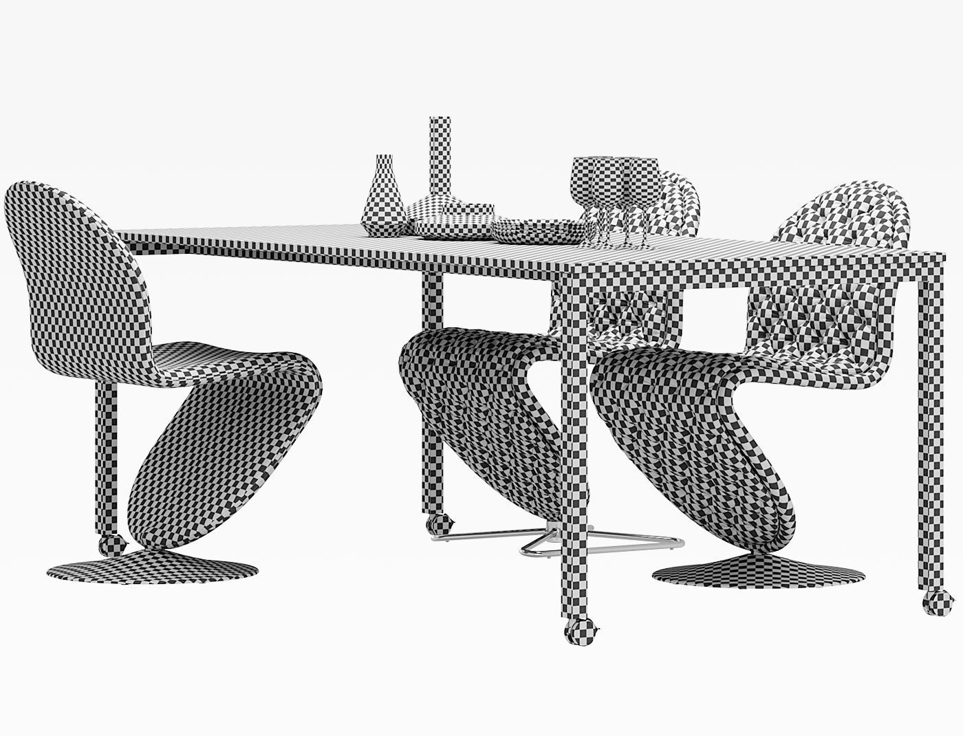 Verpan Panton Move Table - dining chair standard and deluxe 3D model_4