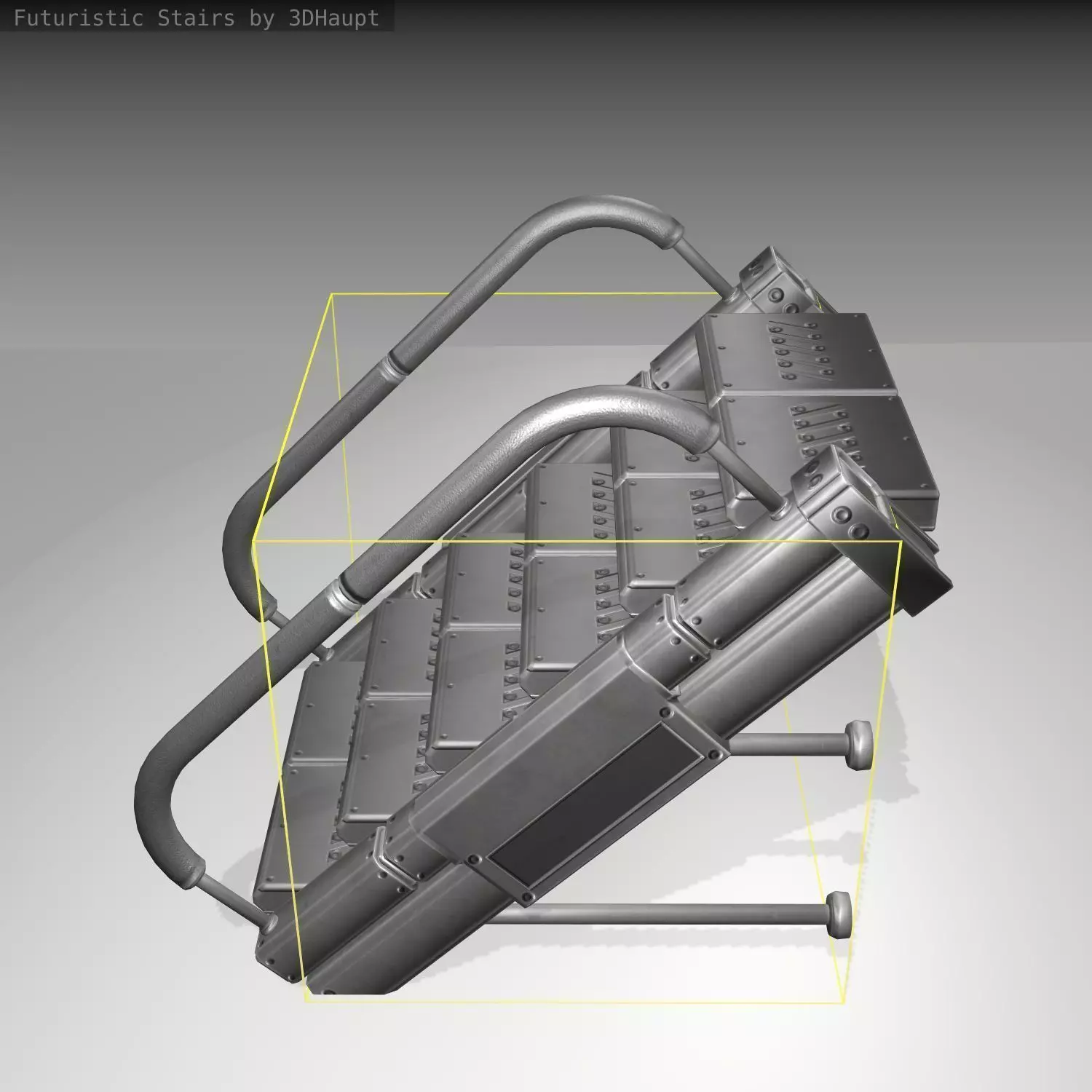 Futuristic Stairs - 5 - Basic Textures Low-poly 3D model