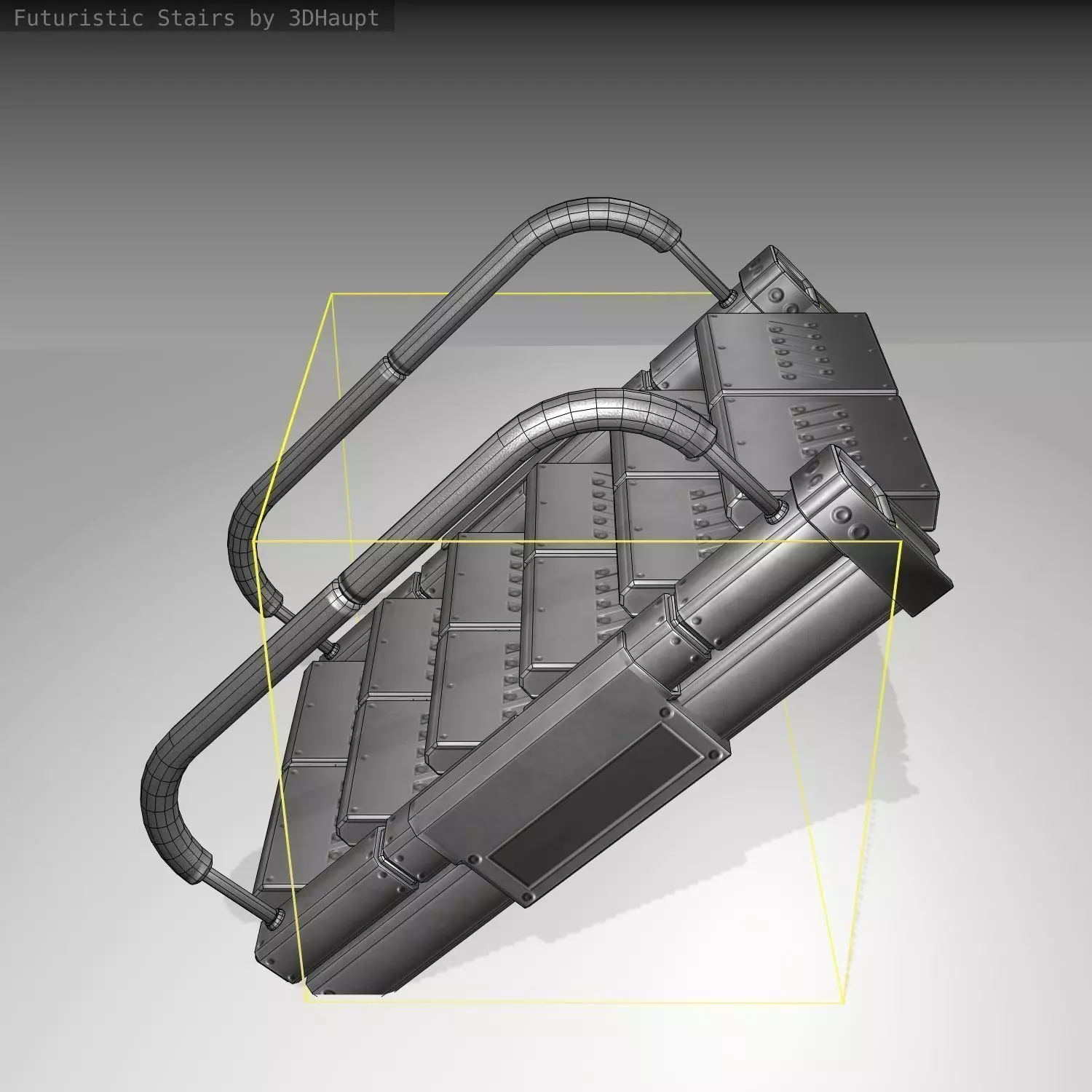 Futuristic Stairs - 6 - Basic Textures Low-poly 3D model