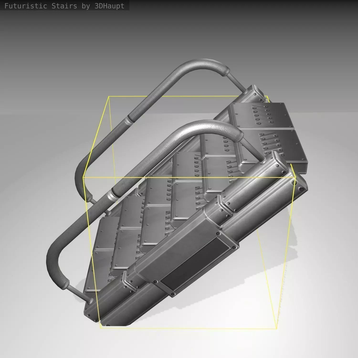 Futuristic Stairs - 7 - Basic Textures Low-poly 3D model