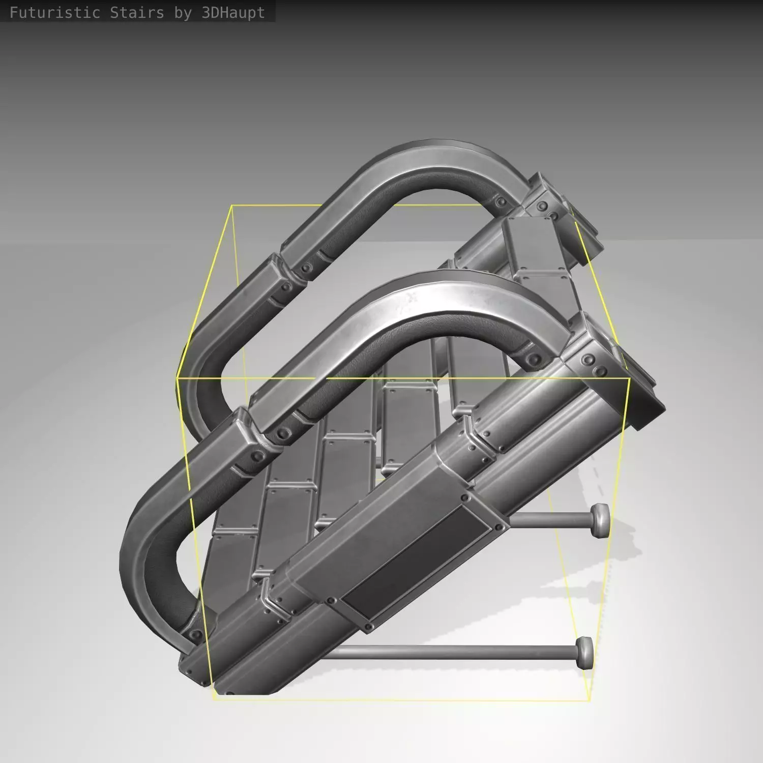 Futuristic Stairs - 9 - Basic Textures Low-poly 3D model