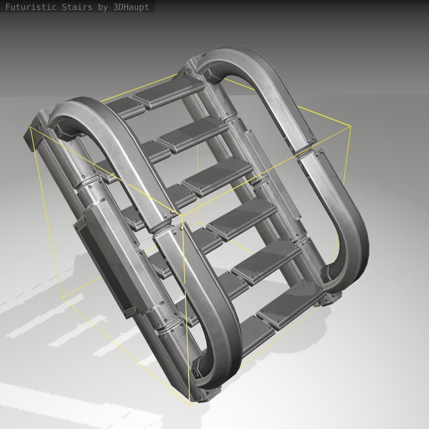 Futuristic Stairs - 10 - Basic Textures Low-poly 3D model_5