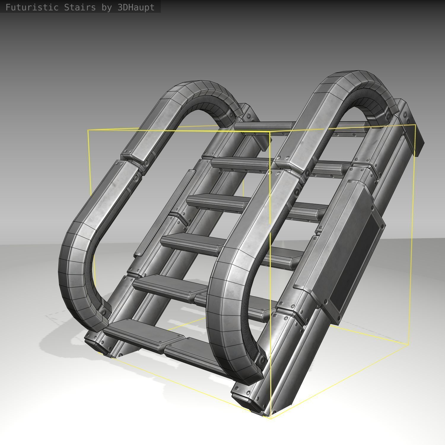 Futuristic Stairs - 10 - Basic Textures Low-poly 3D model_22