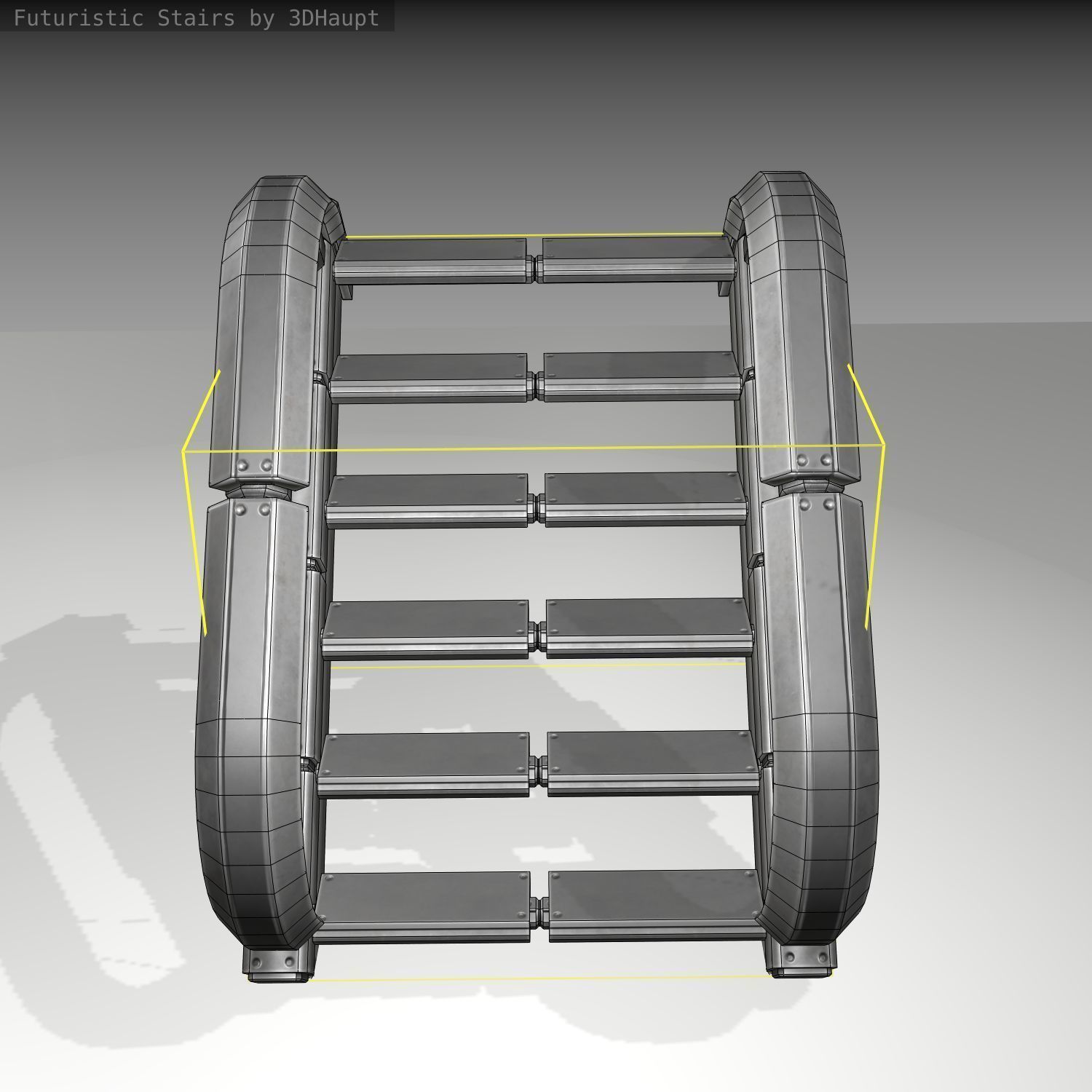 Futuristic Stairs - 10 - Basic Textures Low-poly 3D model_6