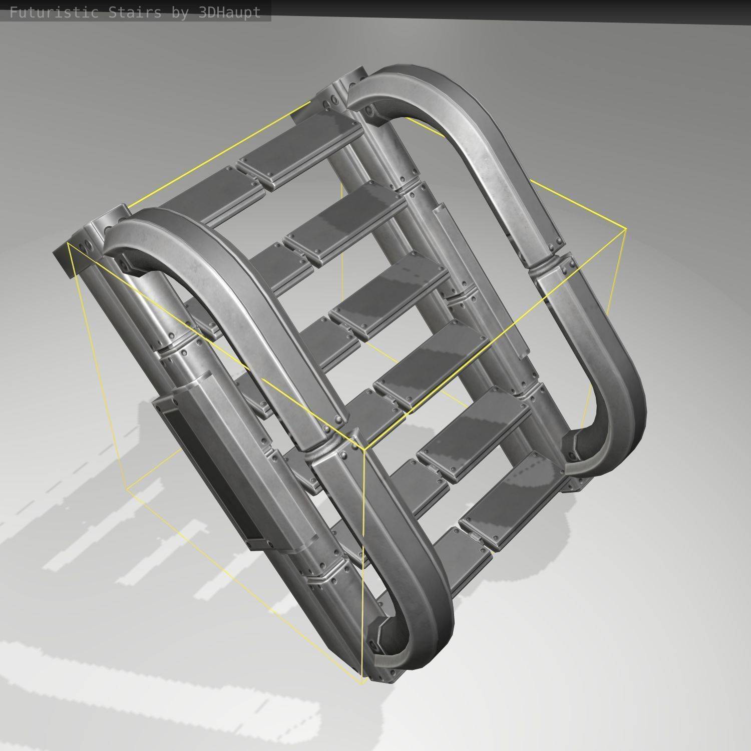 Futuristic Stairs - 10 - Basic Textures Low-poly 3D model_18