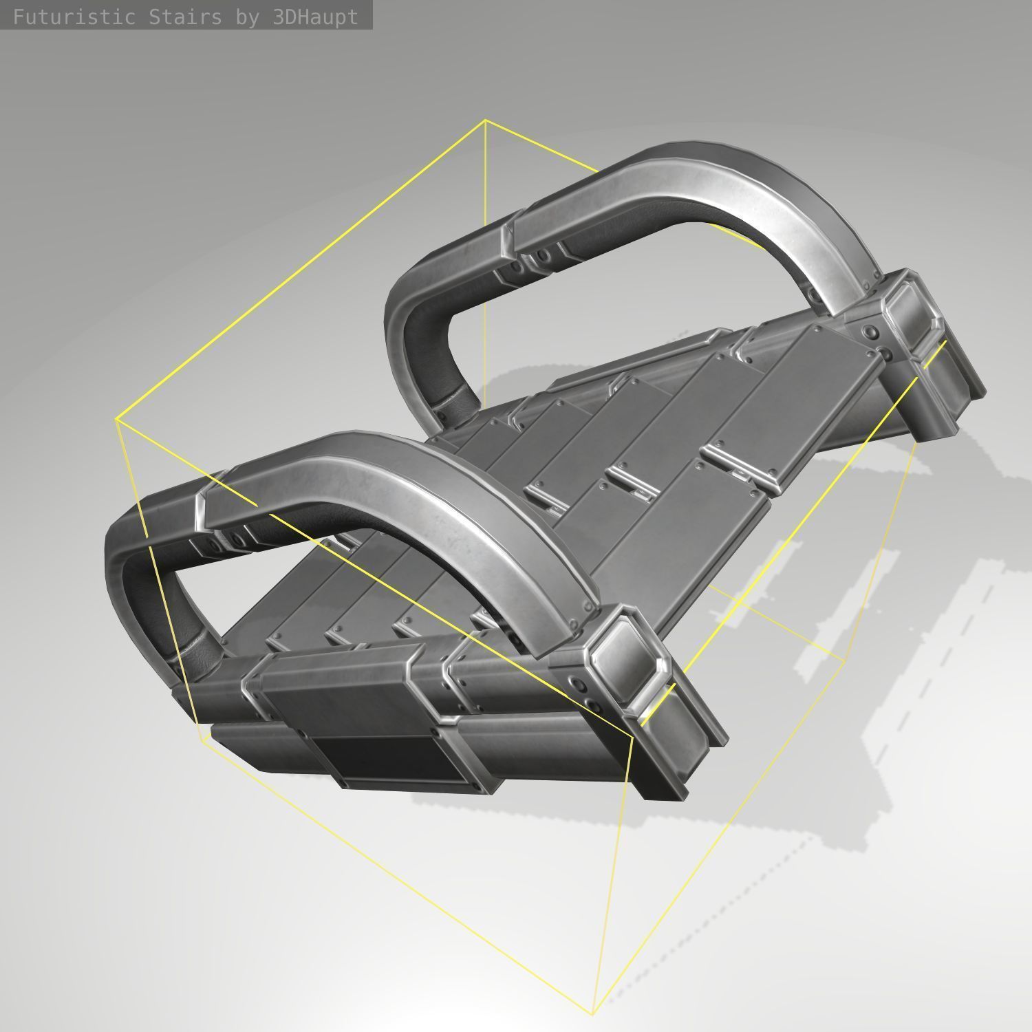 Futuristic Stairs - 10 - Basic Textures Low-poly 3D model_16