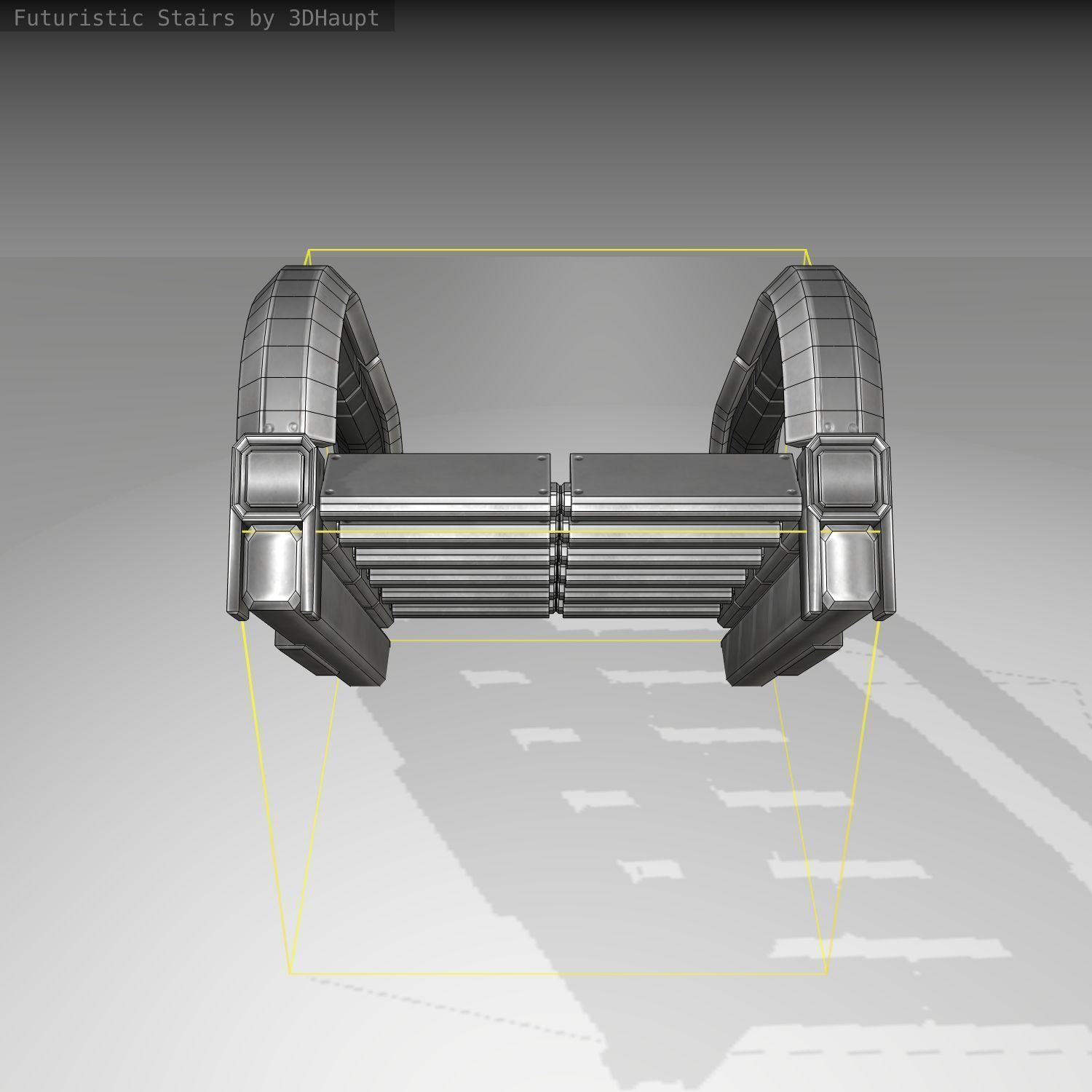 Futuristic Stairs - 10 - Basic Textures Low-poly 3D model_2