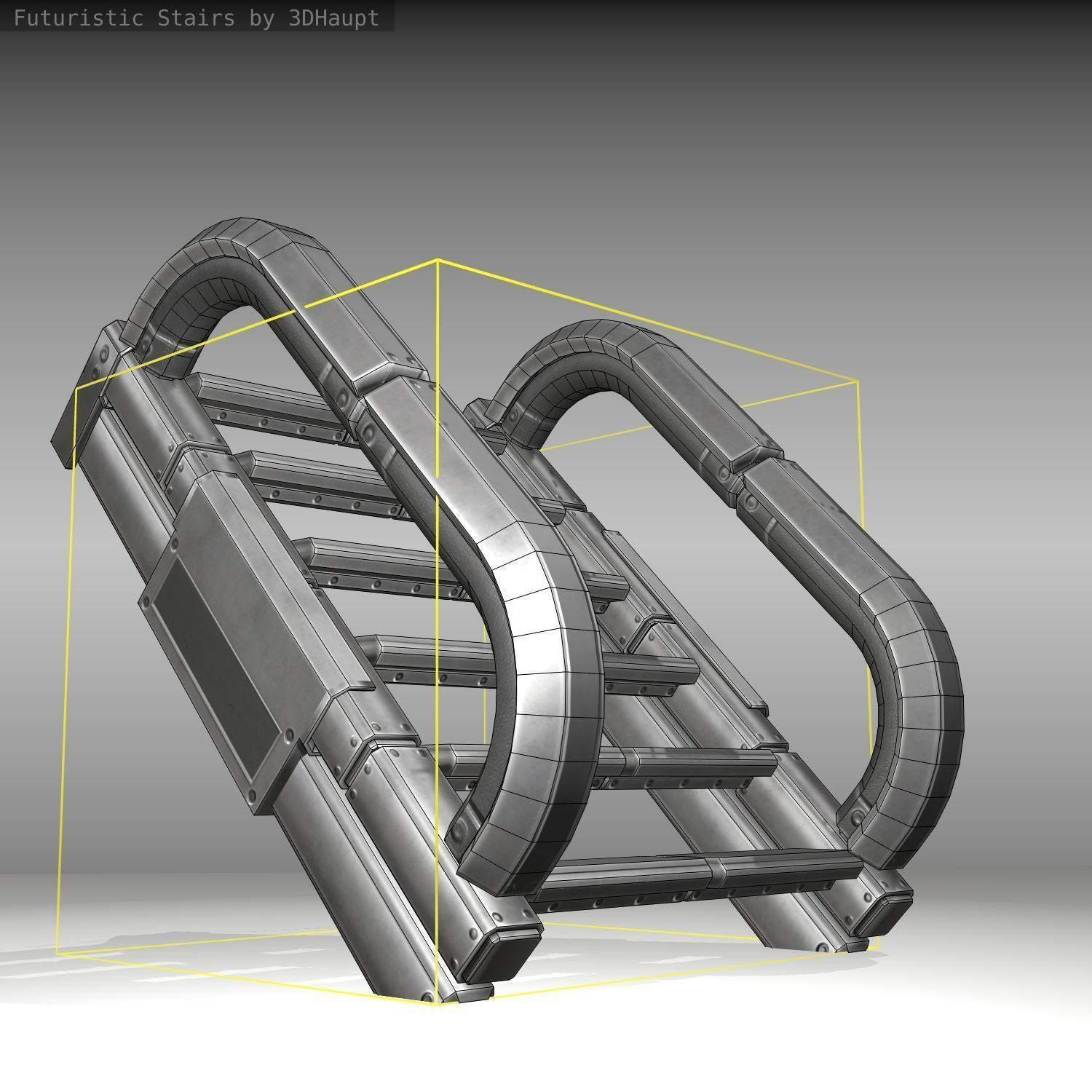 Futuristic Stairs - 10 - Basic Textures Low-poly 3D model_21