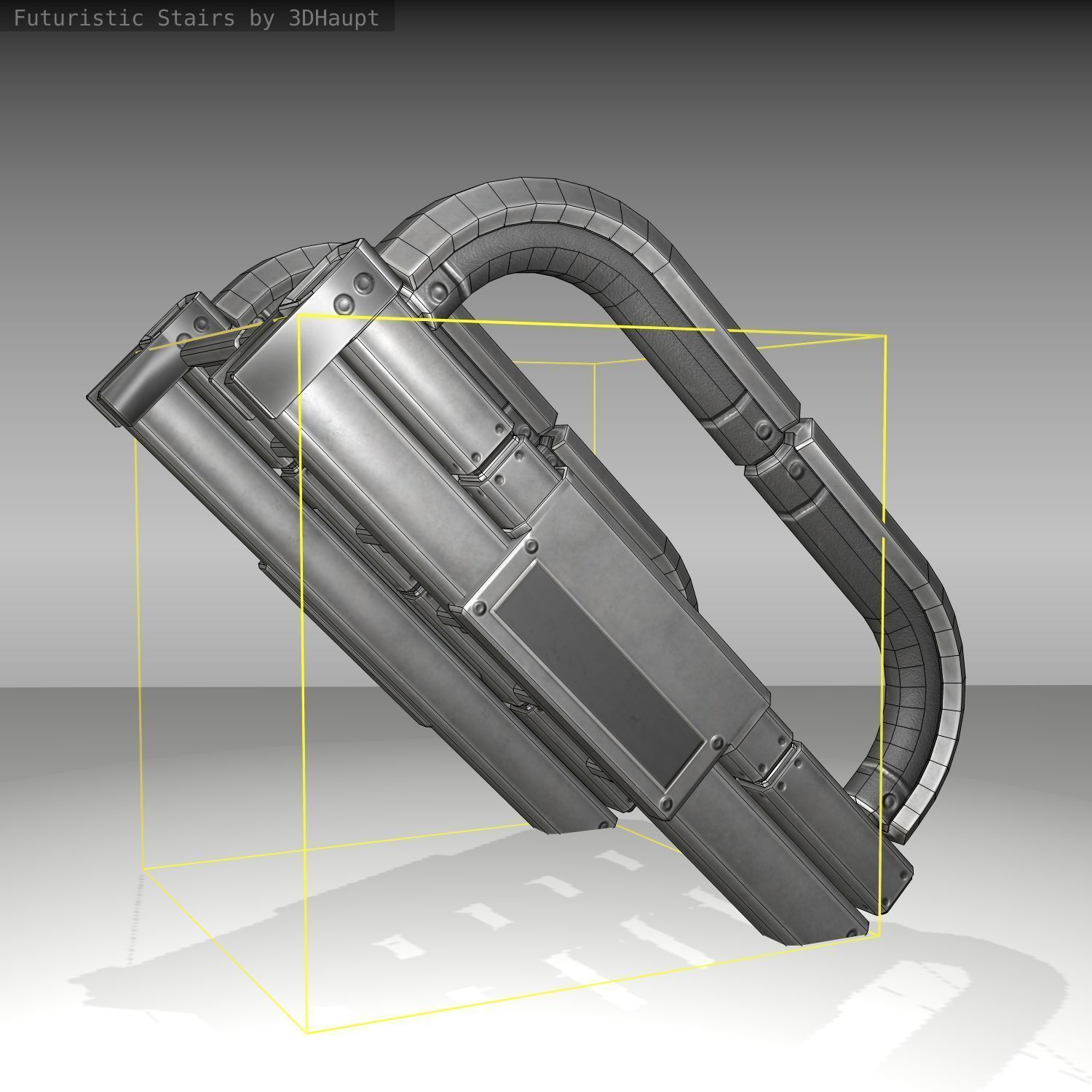 Futuristic Stairs - 10 - Basic Textures Low-poly 3D model_11