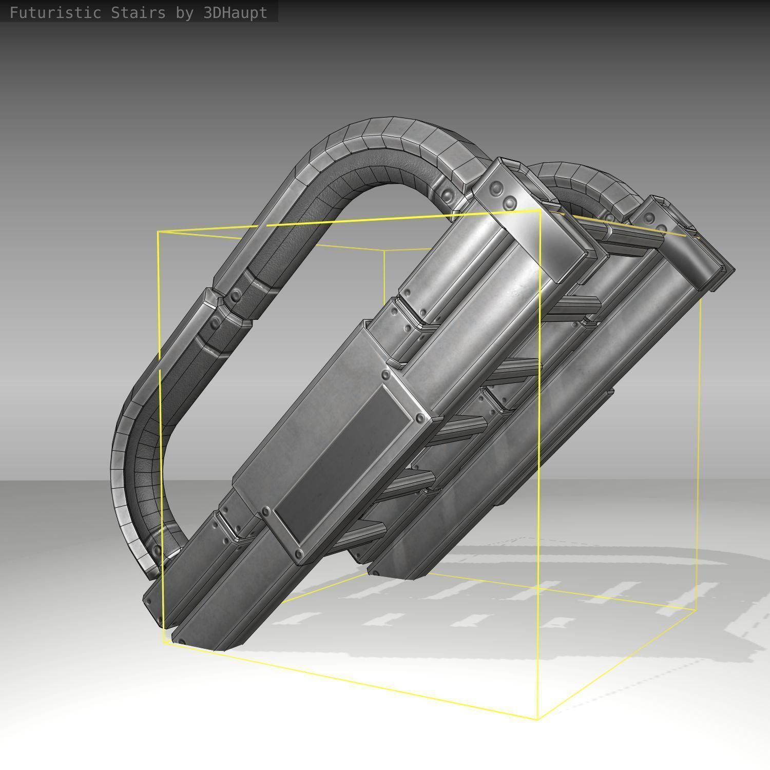 Futuristic Stairs - 10 - Basic Textures Low-poly 3D model_9