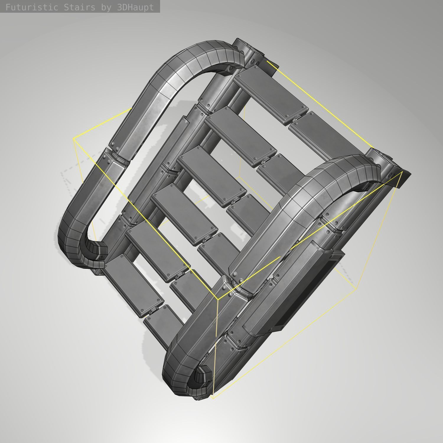 Futuristic Stairs - 10 - Basic Textures Low-poly 3D model_15