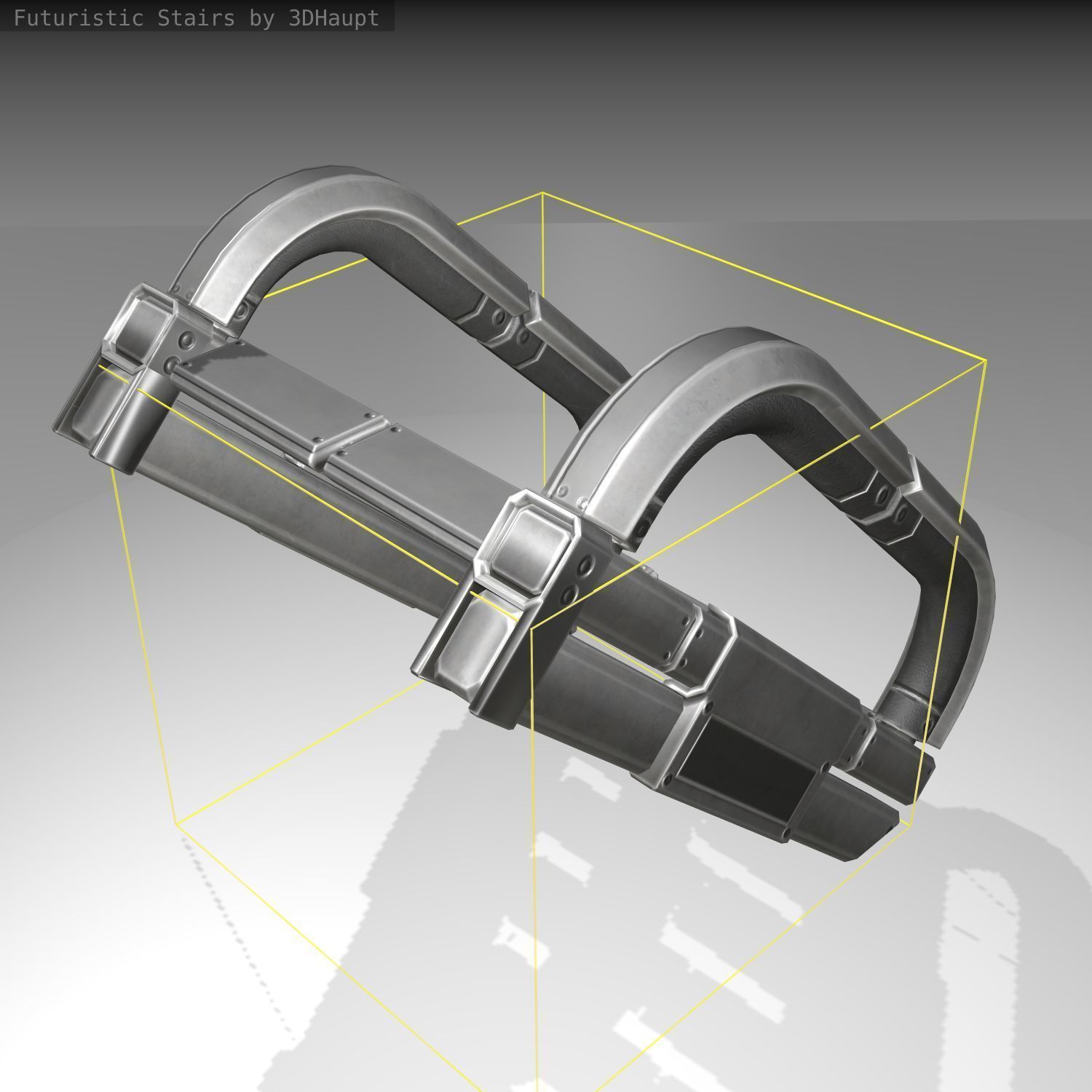 Futuristic Stairs - 10 - Basic Textures Low-poly 3D model_3