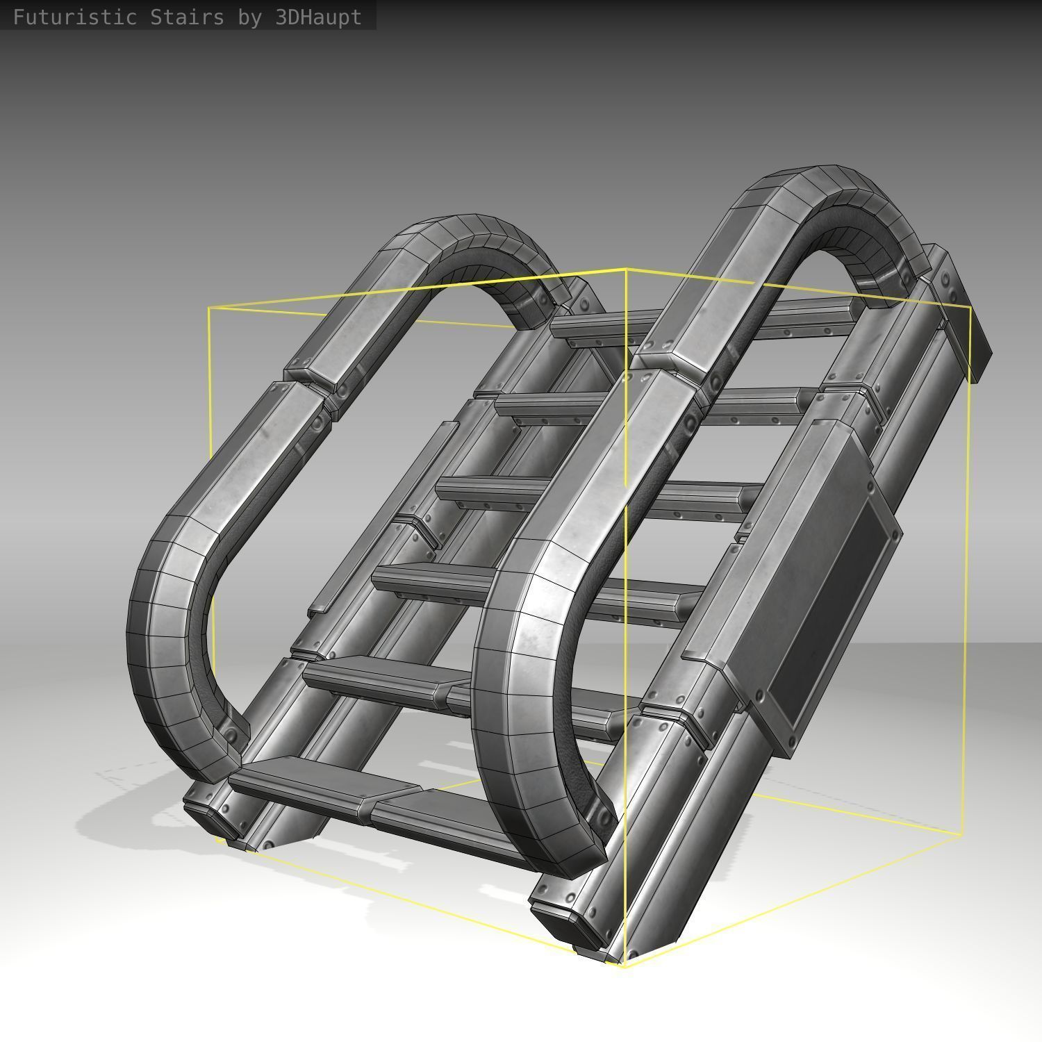 Futuristic Stairs - 10 - Basic Textures Low-poly 3D model_8