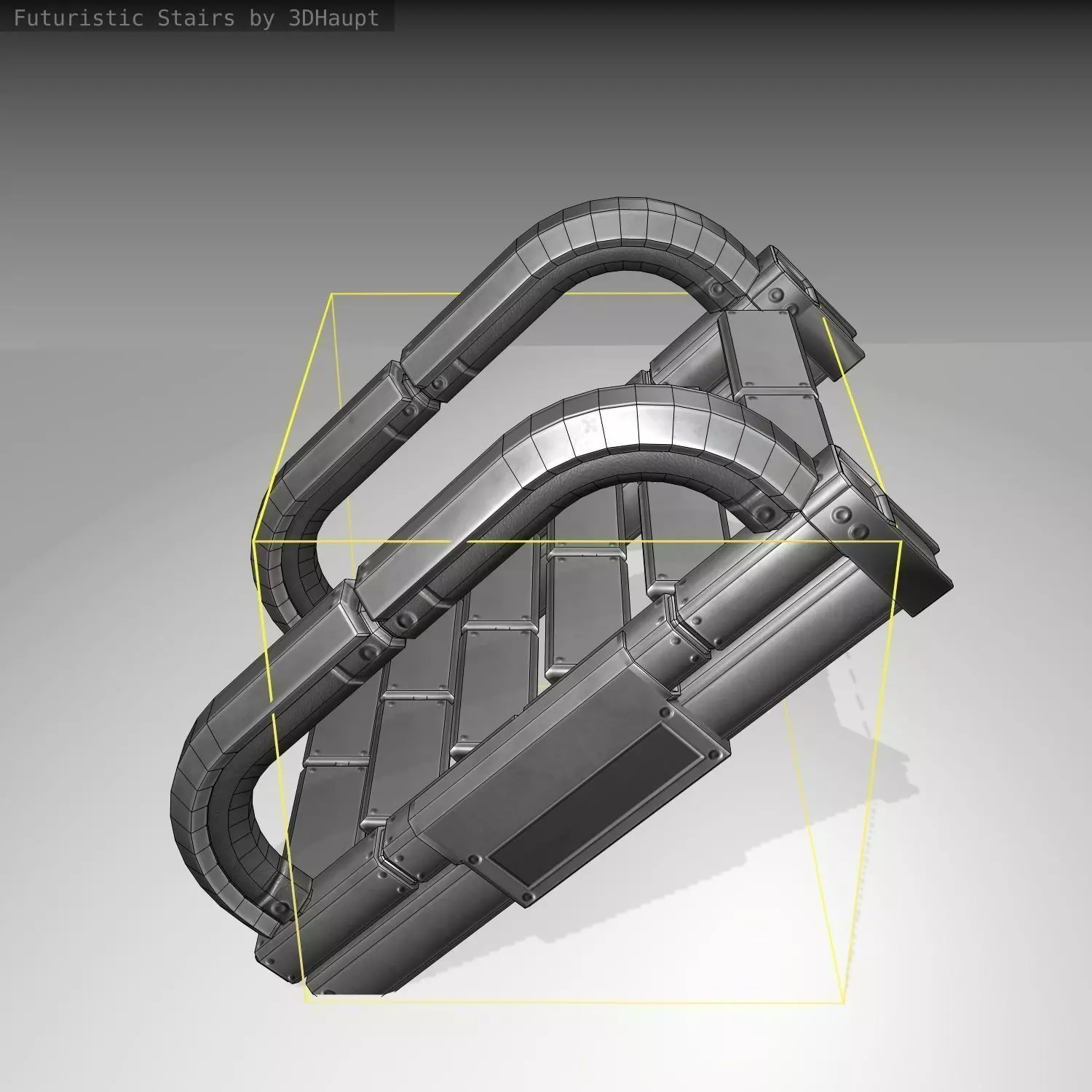 Futuristic Stairs - 10 - Basic Textures Low-poly 3D model_0