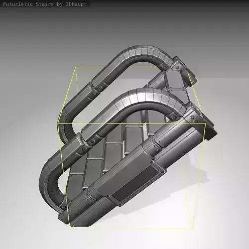 Futuristic Stairs - 10 - Basic Textures Low-poly 3D model