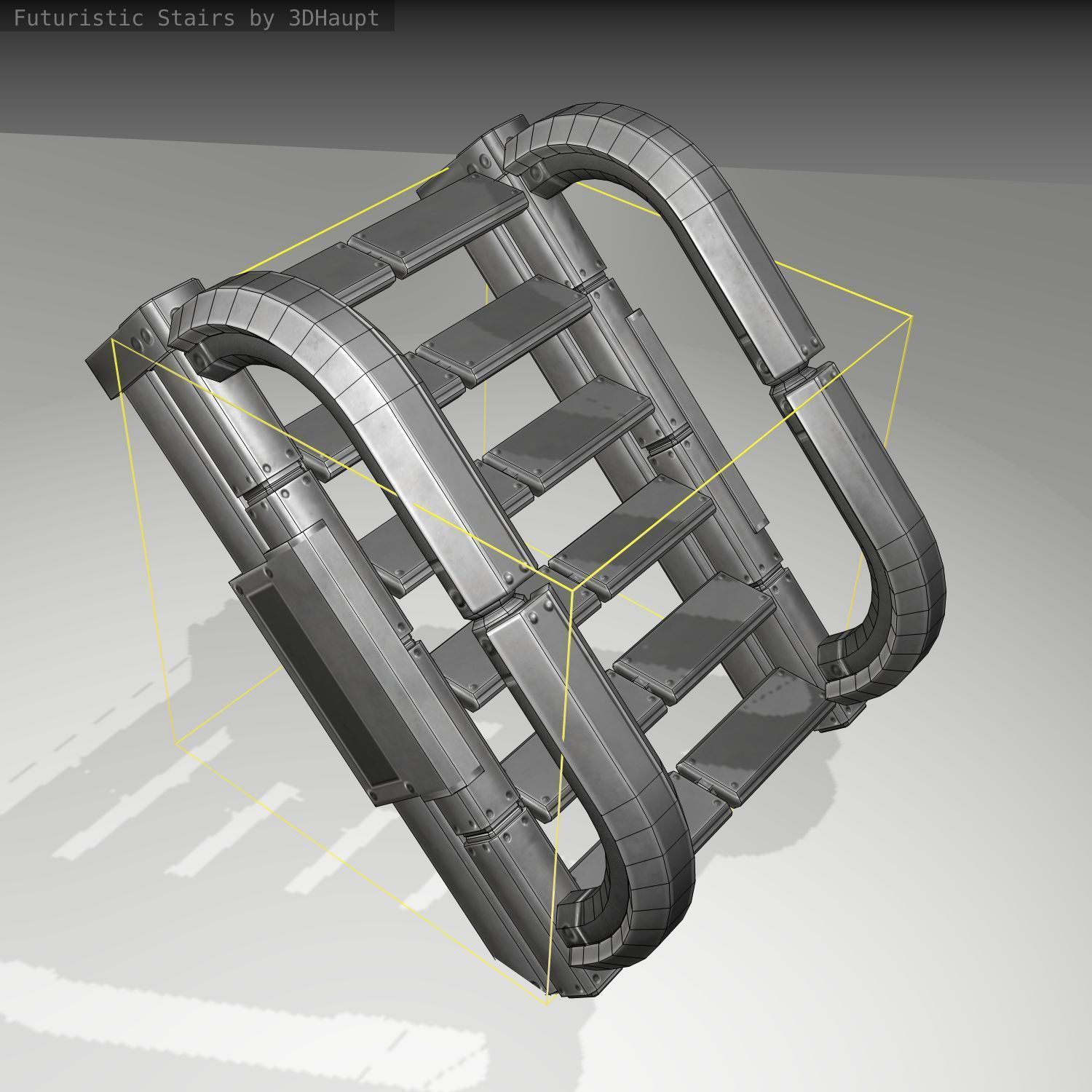 Futuristic Stairs - 10 - Basic Textures Low-poly 3D model_19