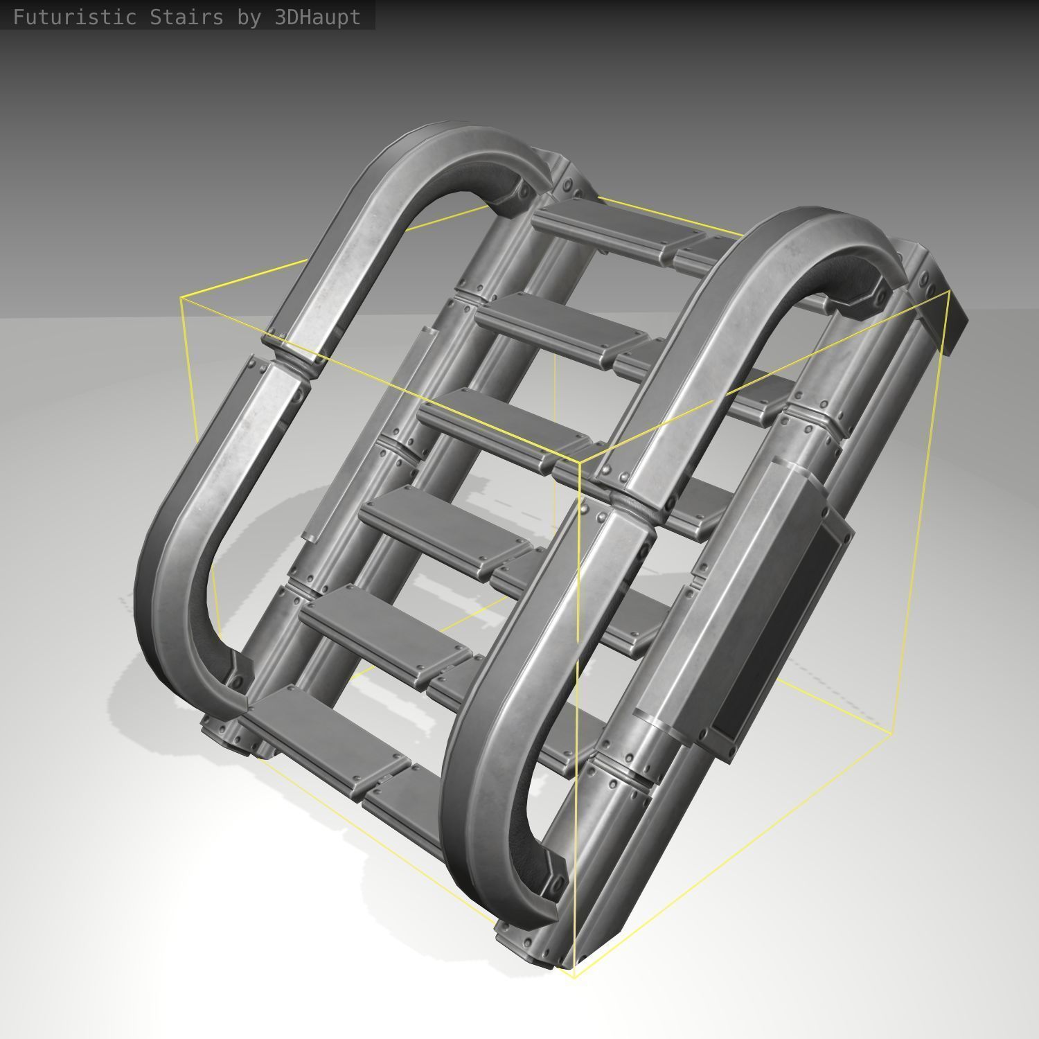 Futuristic Stairs - 10 - Basic Textures Low-poly 3D model_7