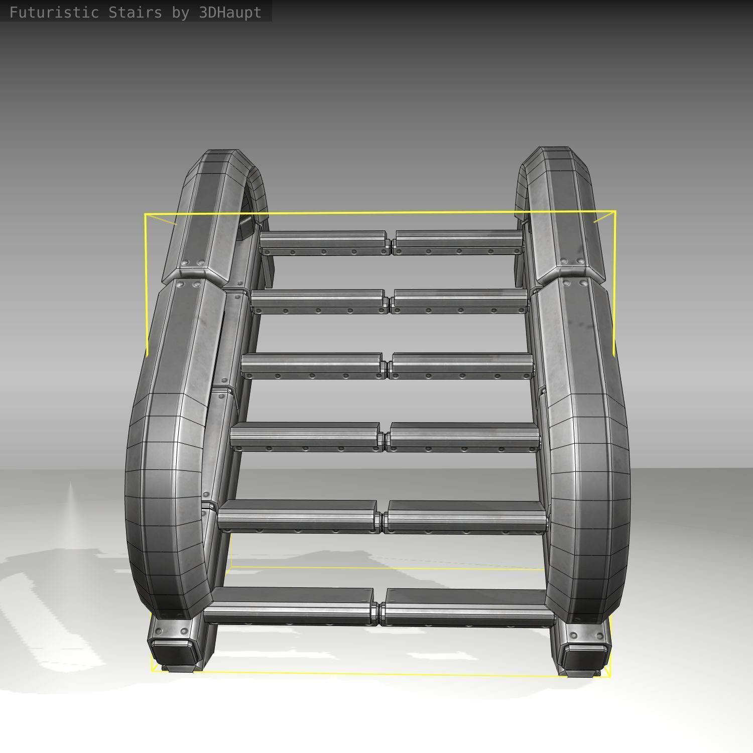 Futuristic Stairs - 10 - Basic Textures Low-poly 3D model_13