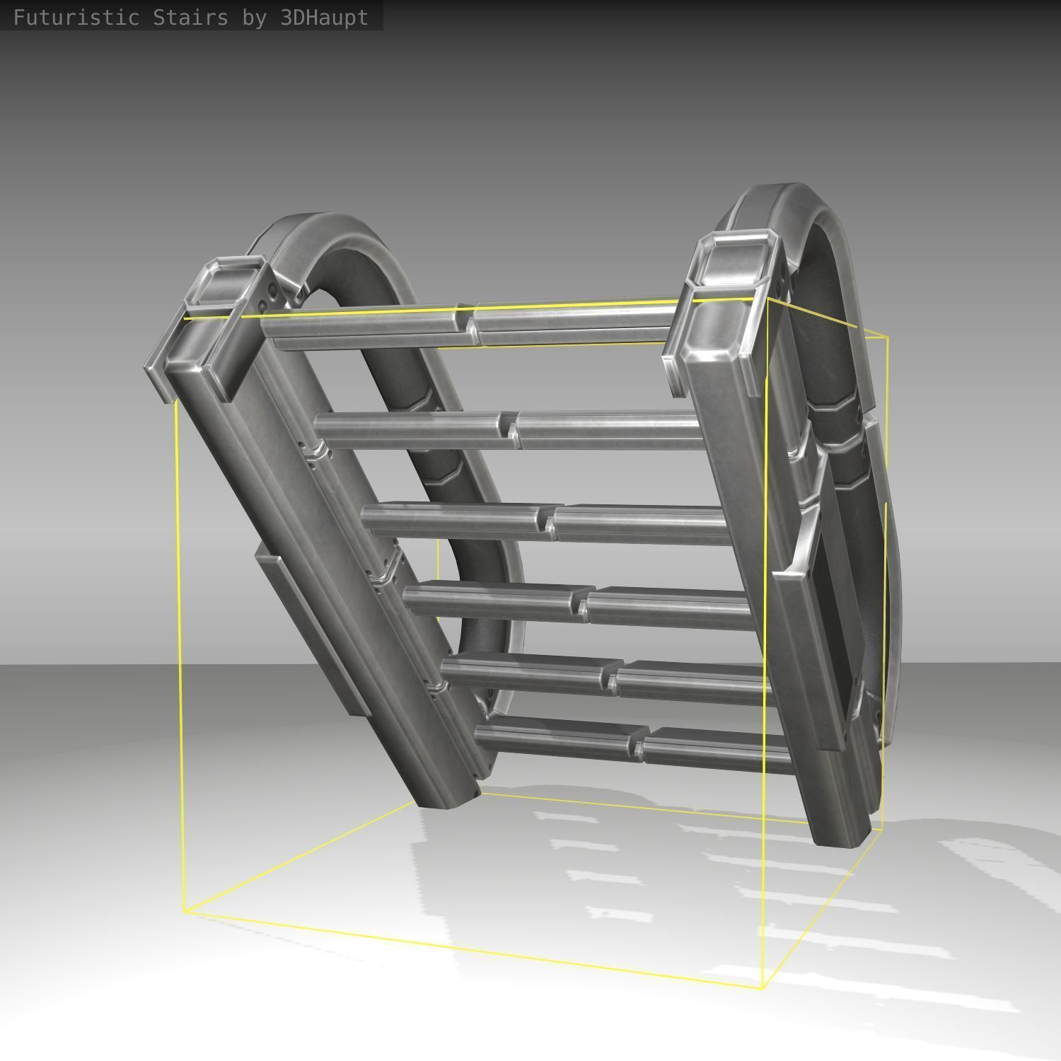 Futuristic Stairs - 10 - Basic Textures Low-poly 3D model_10