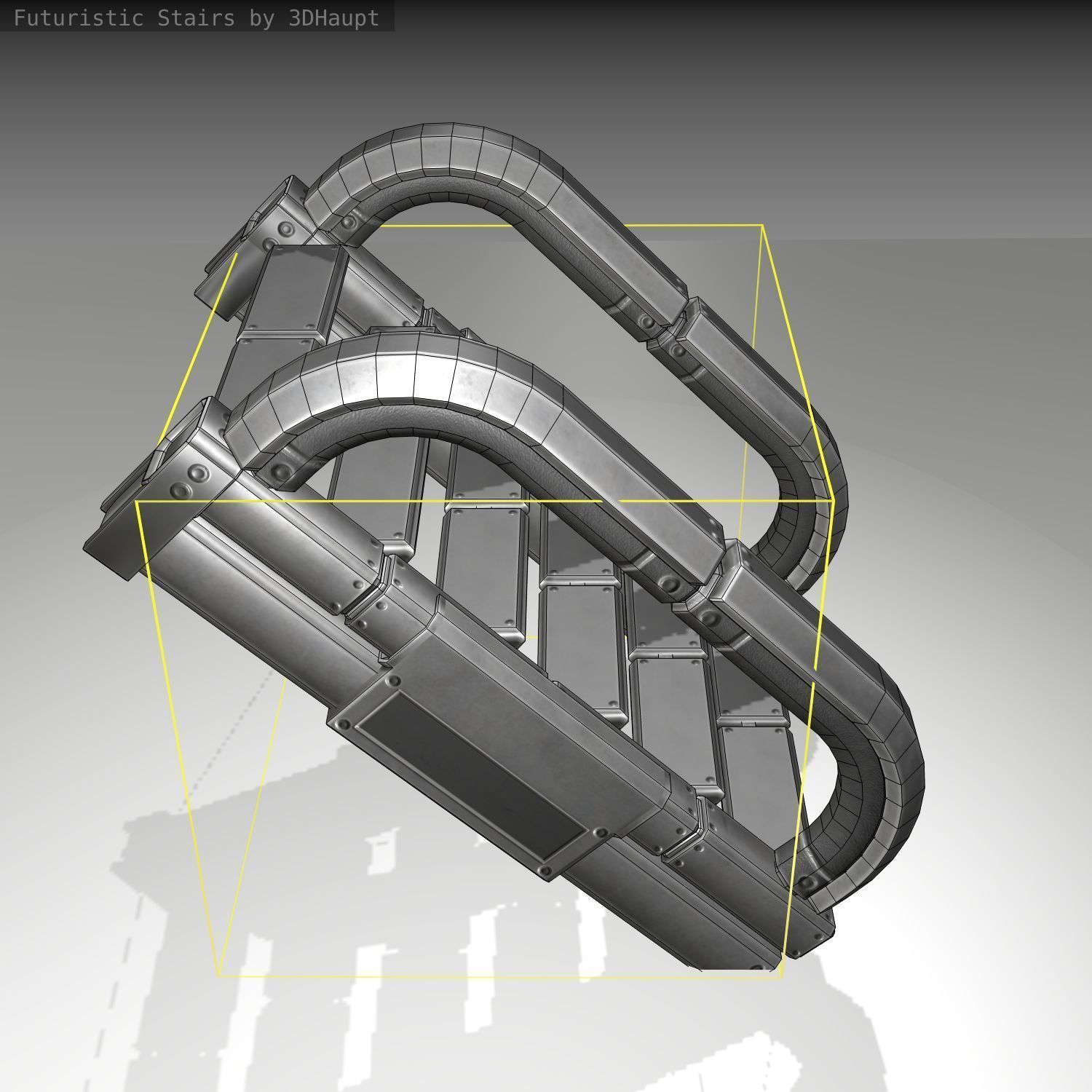 Futuristic Stairs - 10 - Basic Textures Low-poly 3D model_4