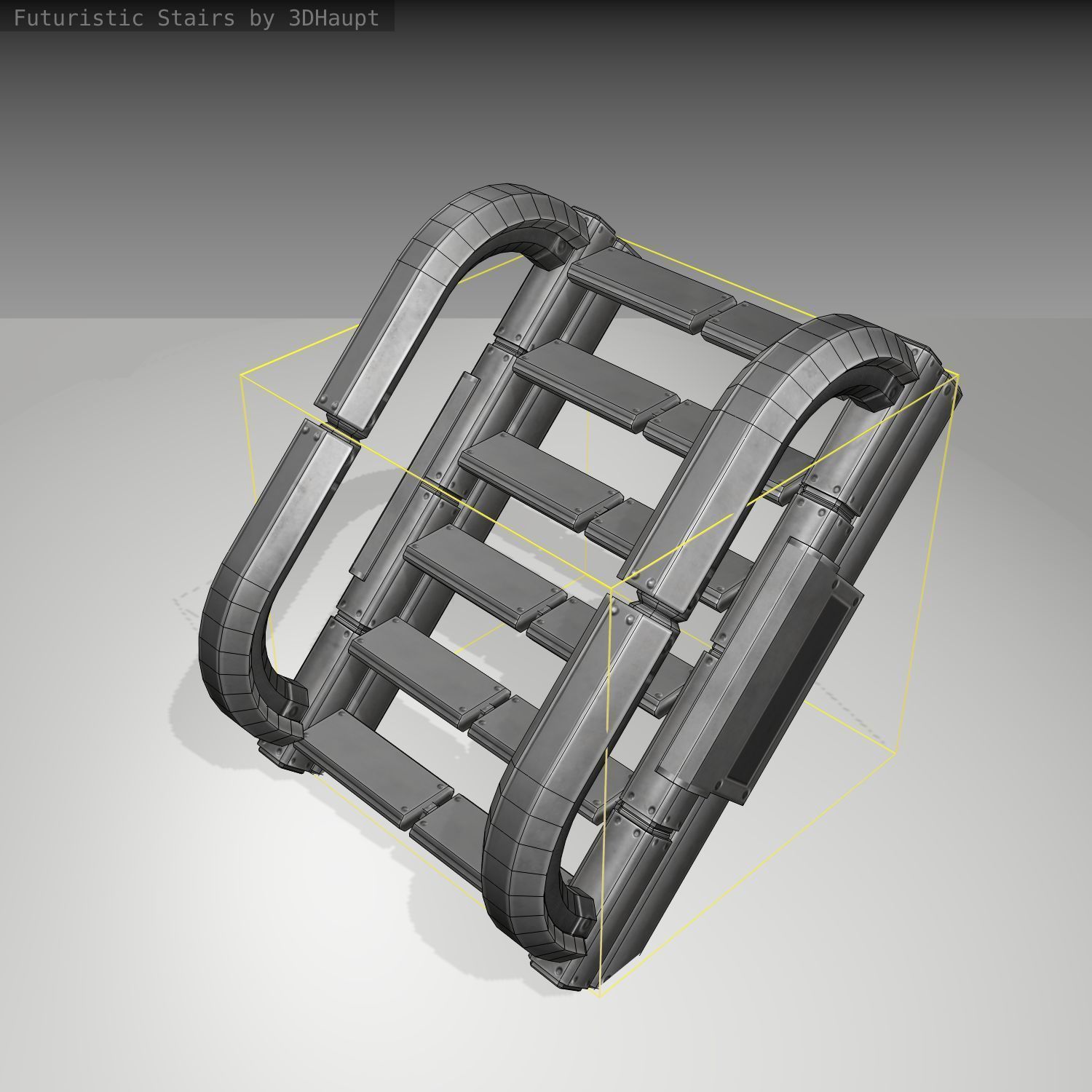 Futuristic Stairs - 10 - Basic Textures Low-poly 3D model_24