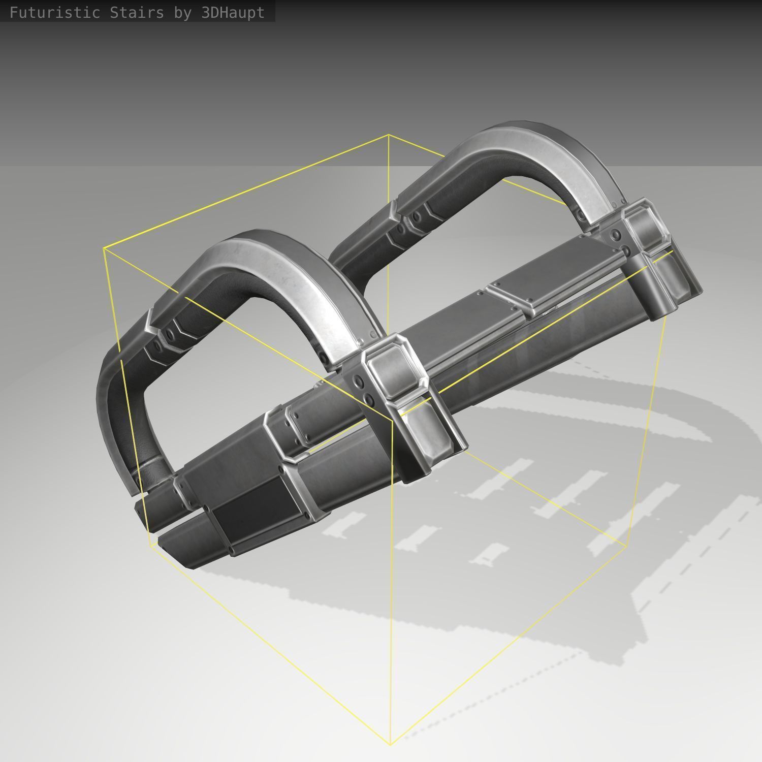 Futuristic Stairs - 10 - Basic Textures Low-poly 3D model_1