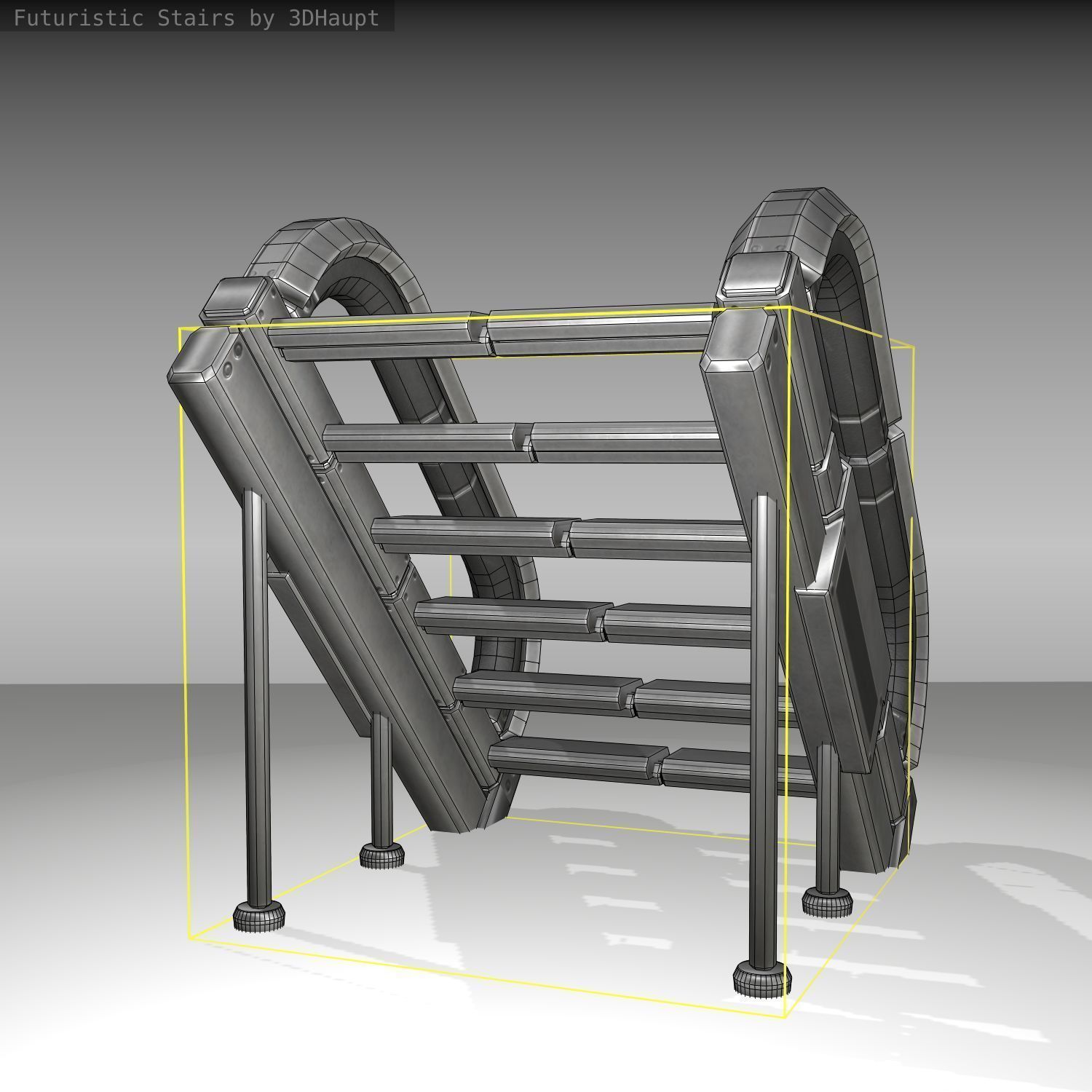 Futuristic Stairs - 12 - Basic Textures Low-poly 3D model_10
