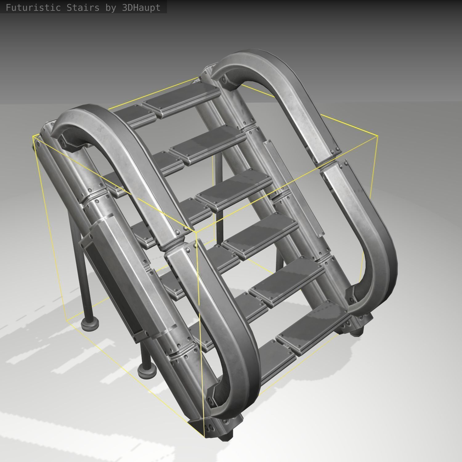 Futuristic Stairs - 12 - Basic Textures Low-poly 3D model_5