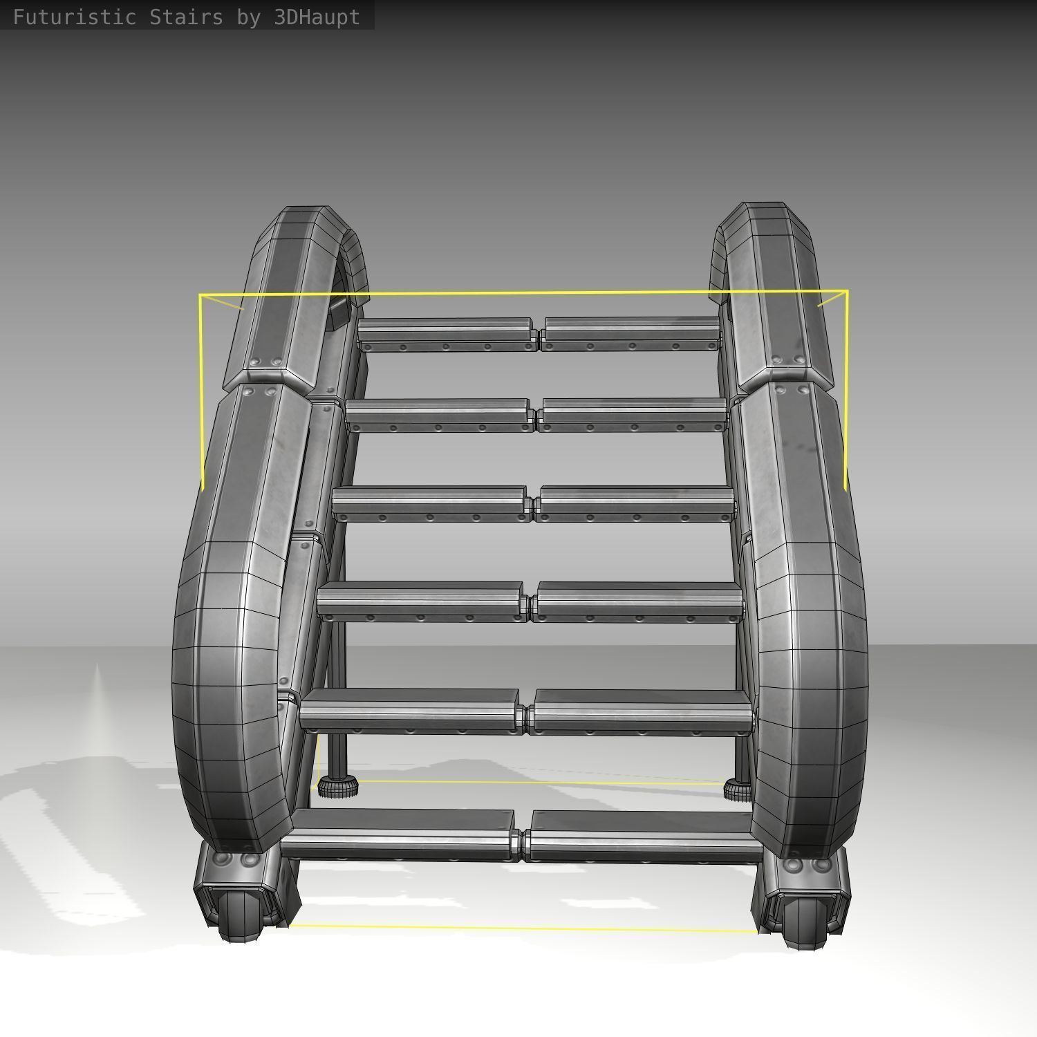 Futuristic Stairs - 12 - Basic Textures Low-poly 3D model_13