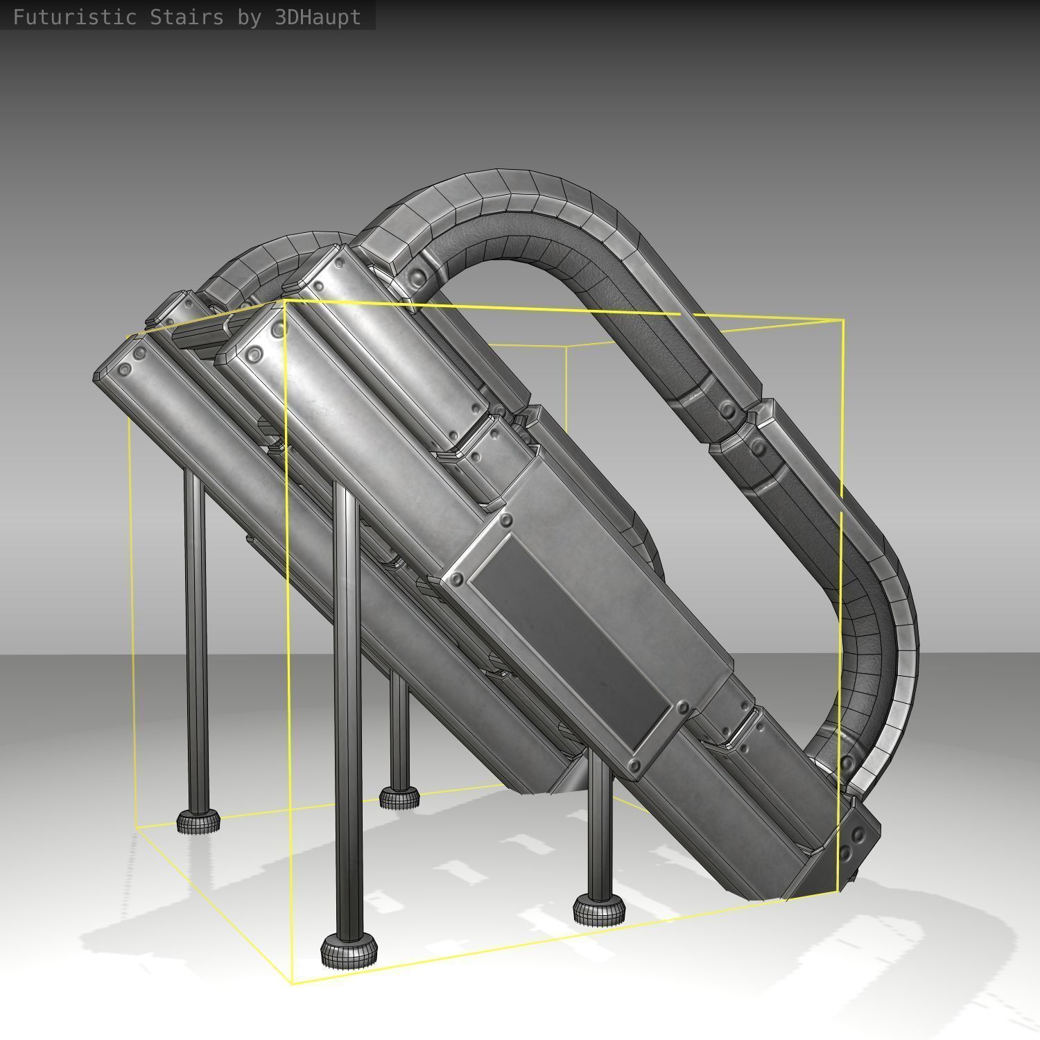 Futuristic Stairs - 12 - Basic Textures Low-poly 3D model_11