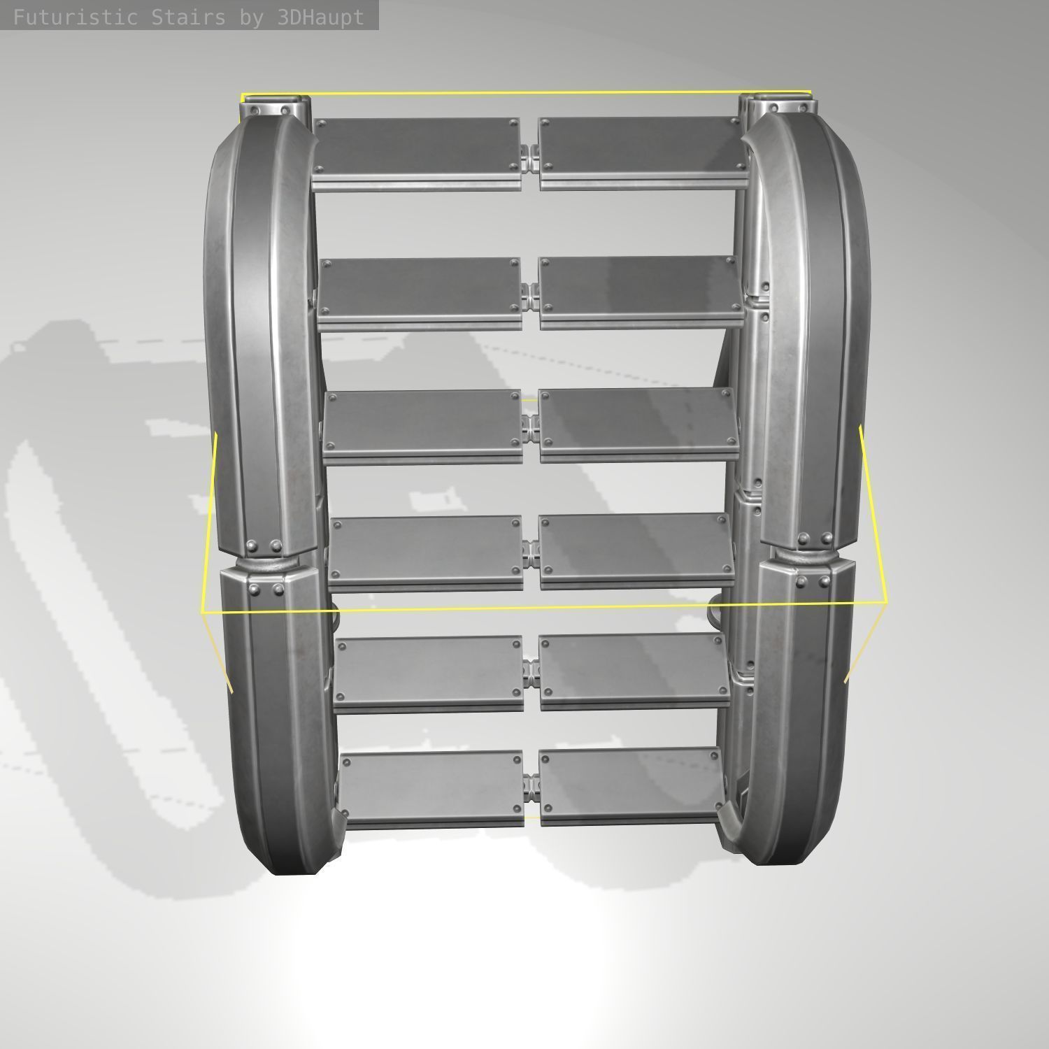 Futuristic Stairs - 12 - Basic Textures Low-poly 3D model_14