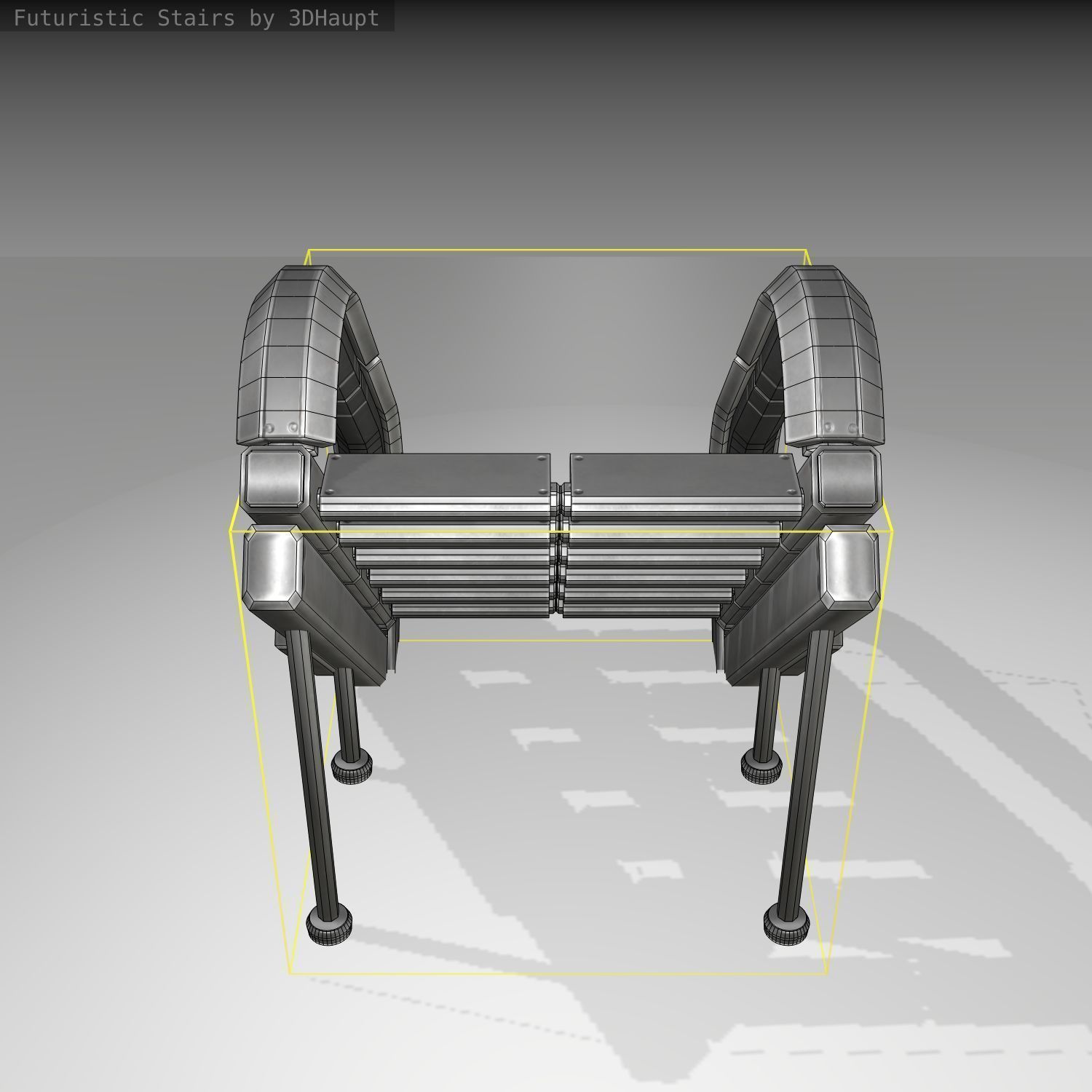 Futuristic Stairs - 12 - Basic Textures Low-poly 3D model_2