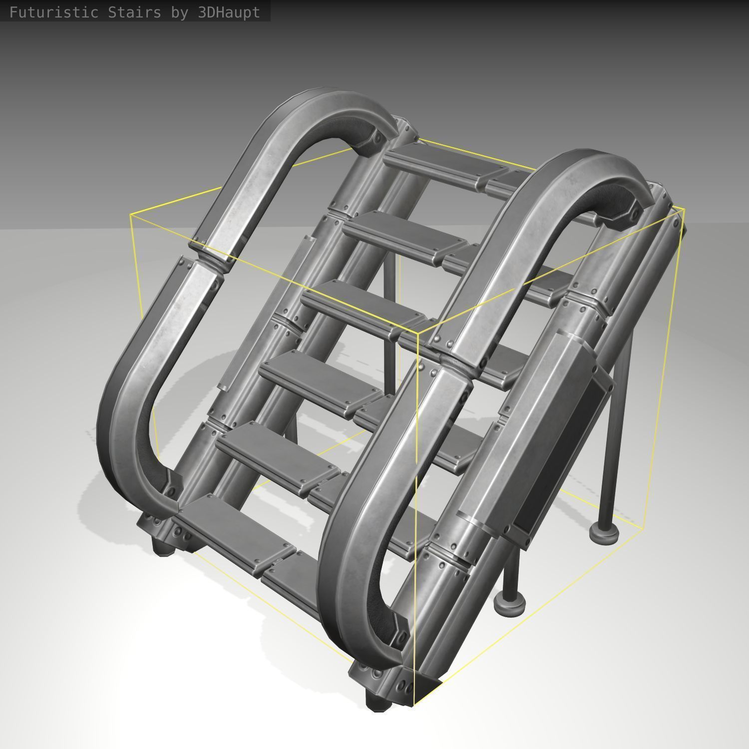 Futuristic Stairs - 12 - Basic Textures Low-poly 3D model_7