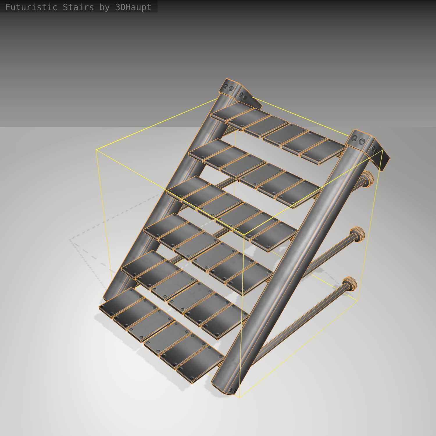 Futuristic Stairs - 12 - Basic Textures Low-poly 3D model_24