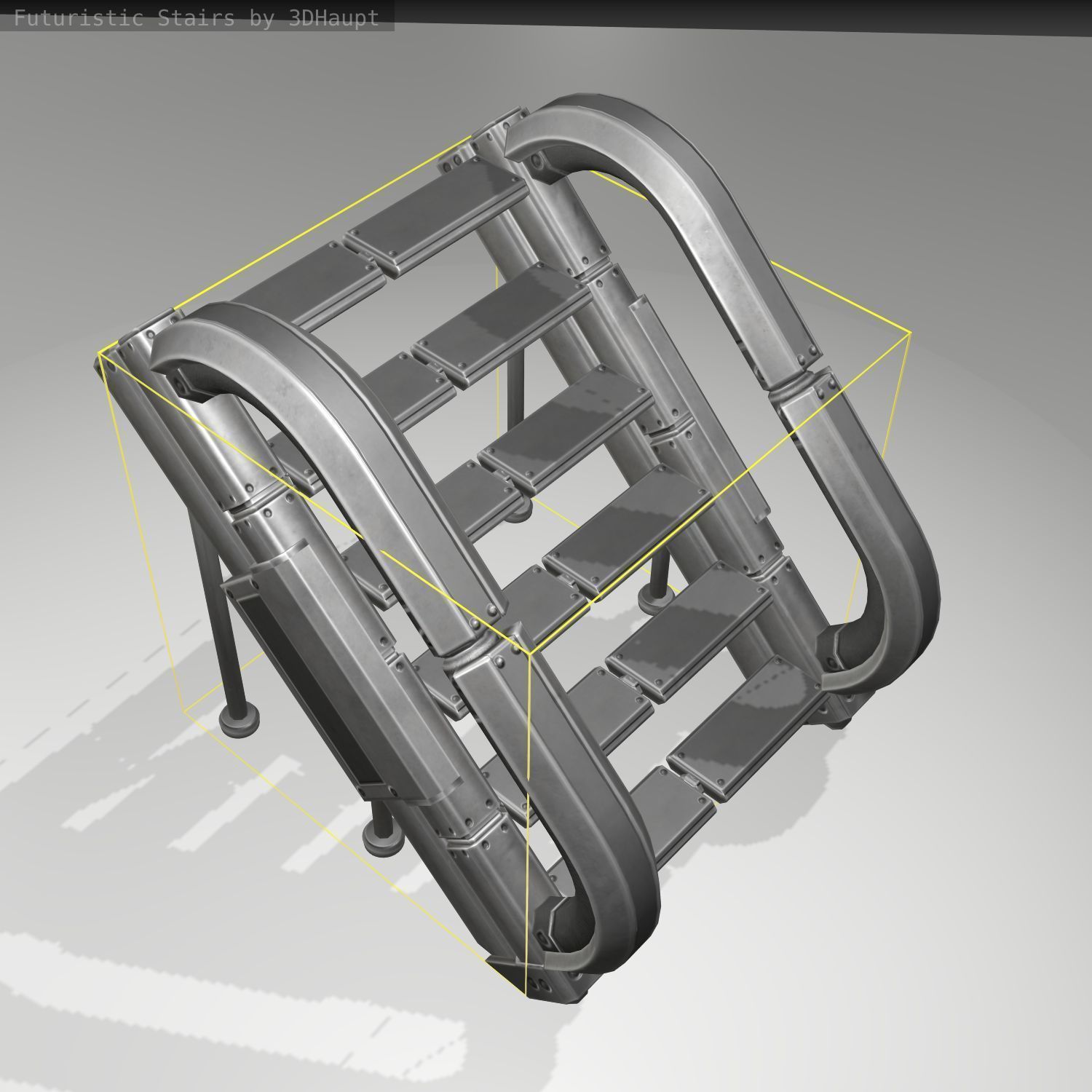 Futuristic Stairs - 12 - Basic Textures Low-poly 3D model_18