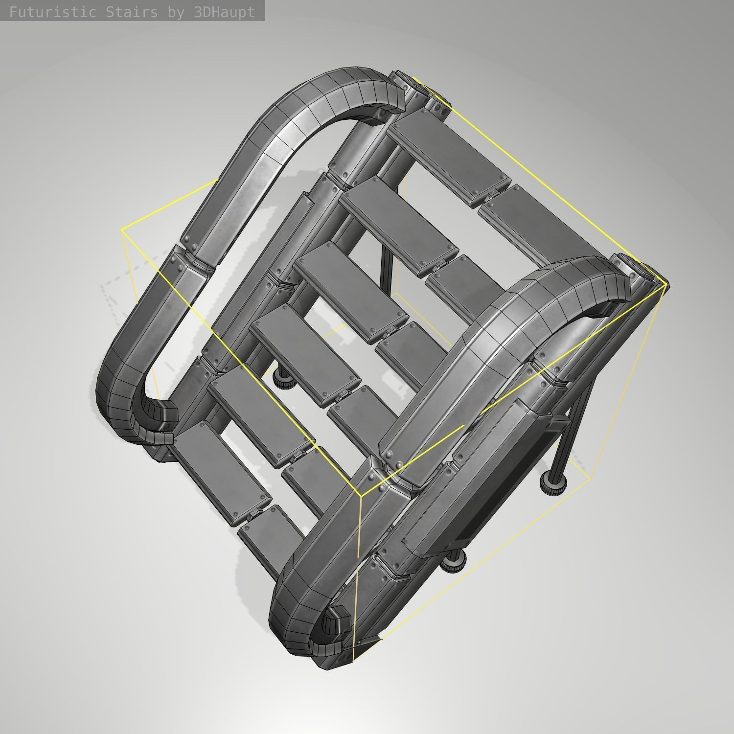 Futuristic Stairs - 12 - Basic Textures Low-poly 3D model_15