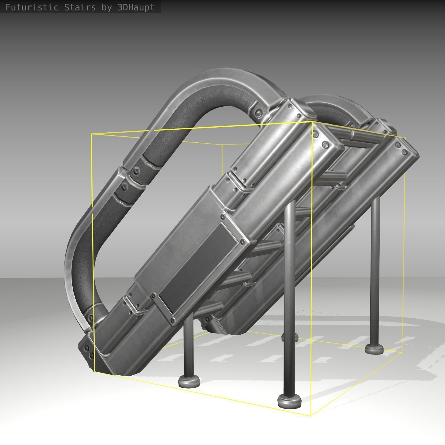 Futuristic Stairs - 12 - Basic Textures Low-poly 3D model_9