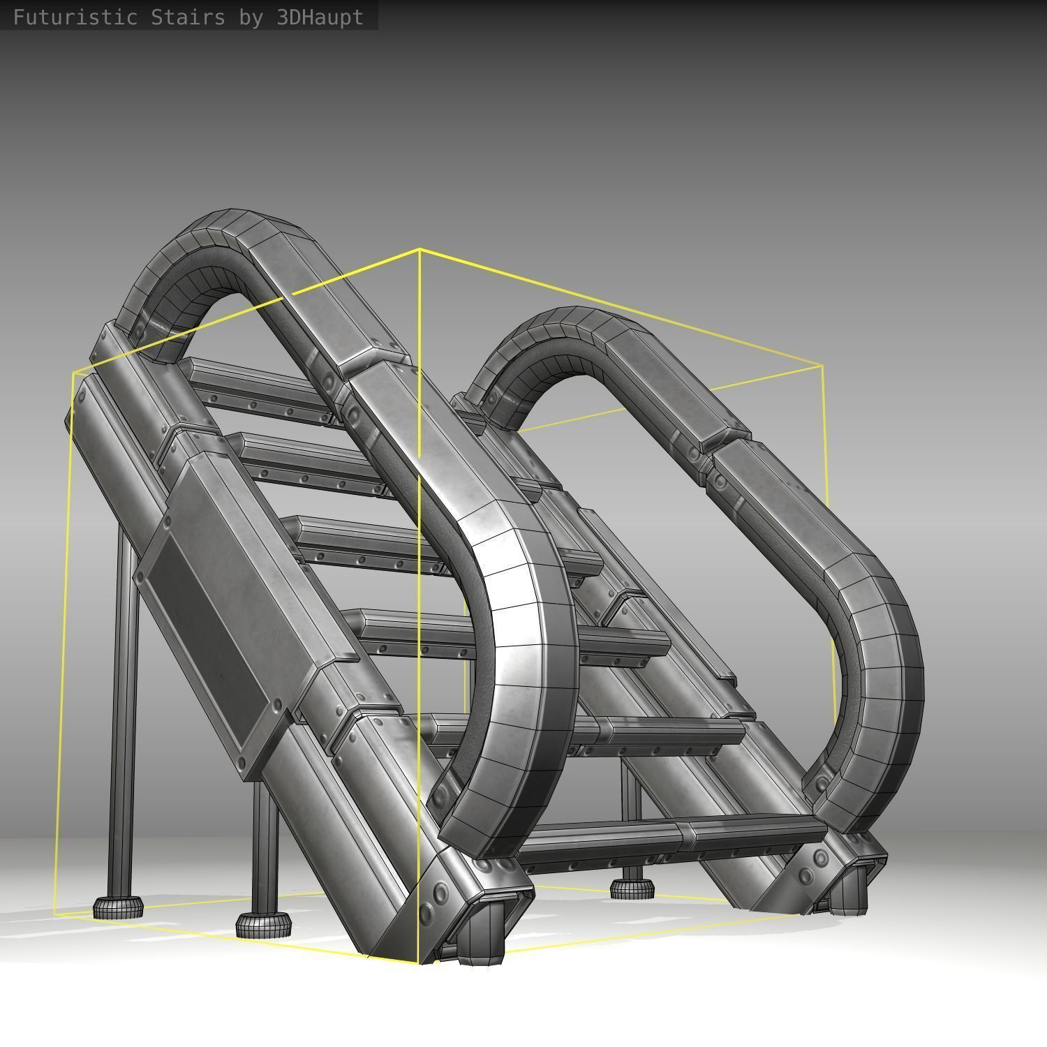 Futuristic Stairs - 12 - Basic Textures Low-poly 3D model_21