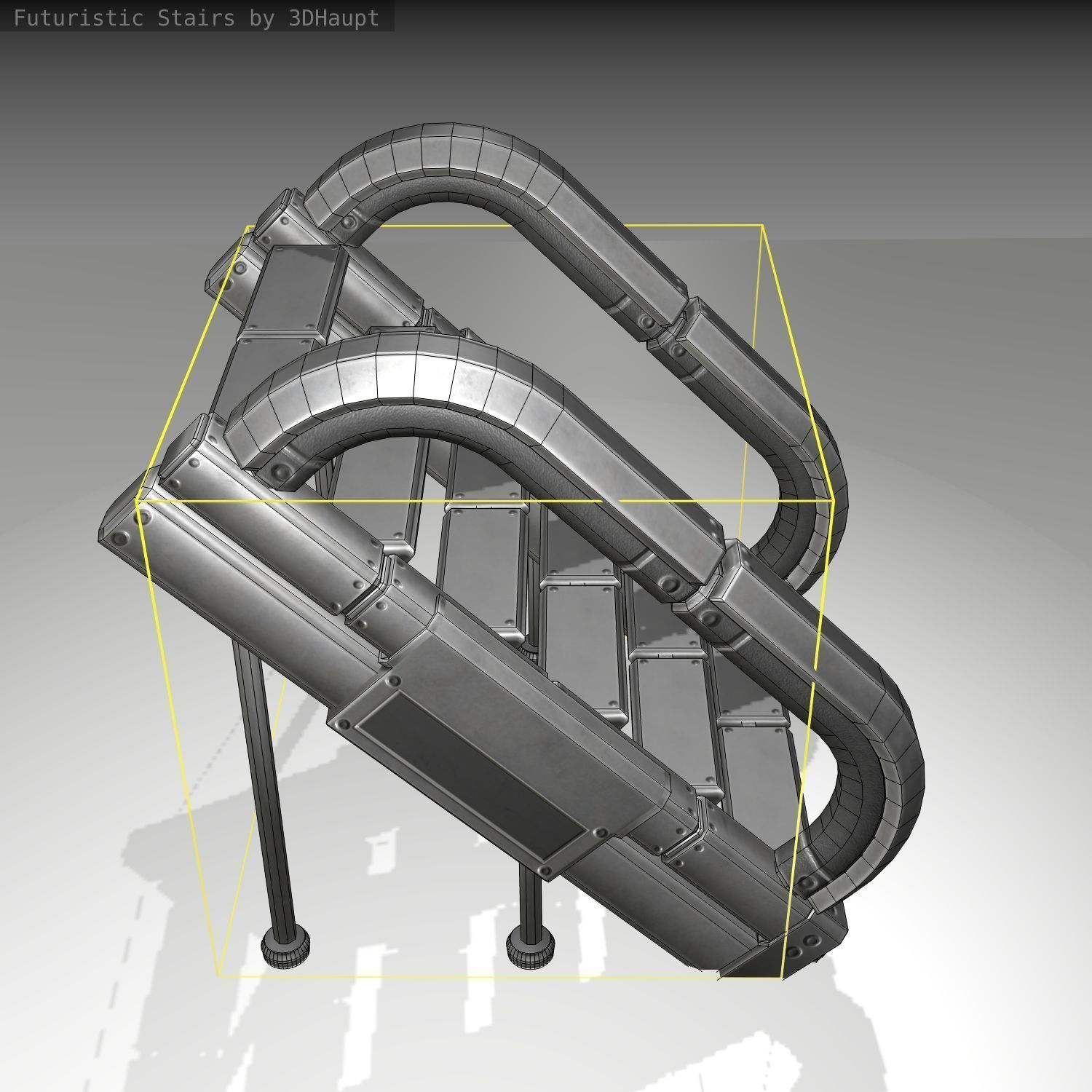 Futuristic Stairs - 12 - Basic Textures Low-poly 3D model_4