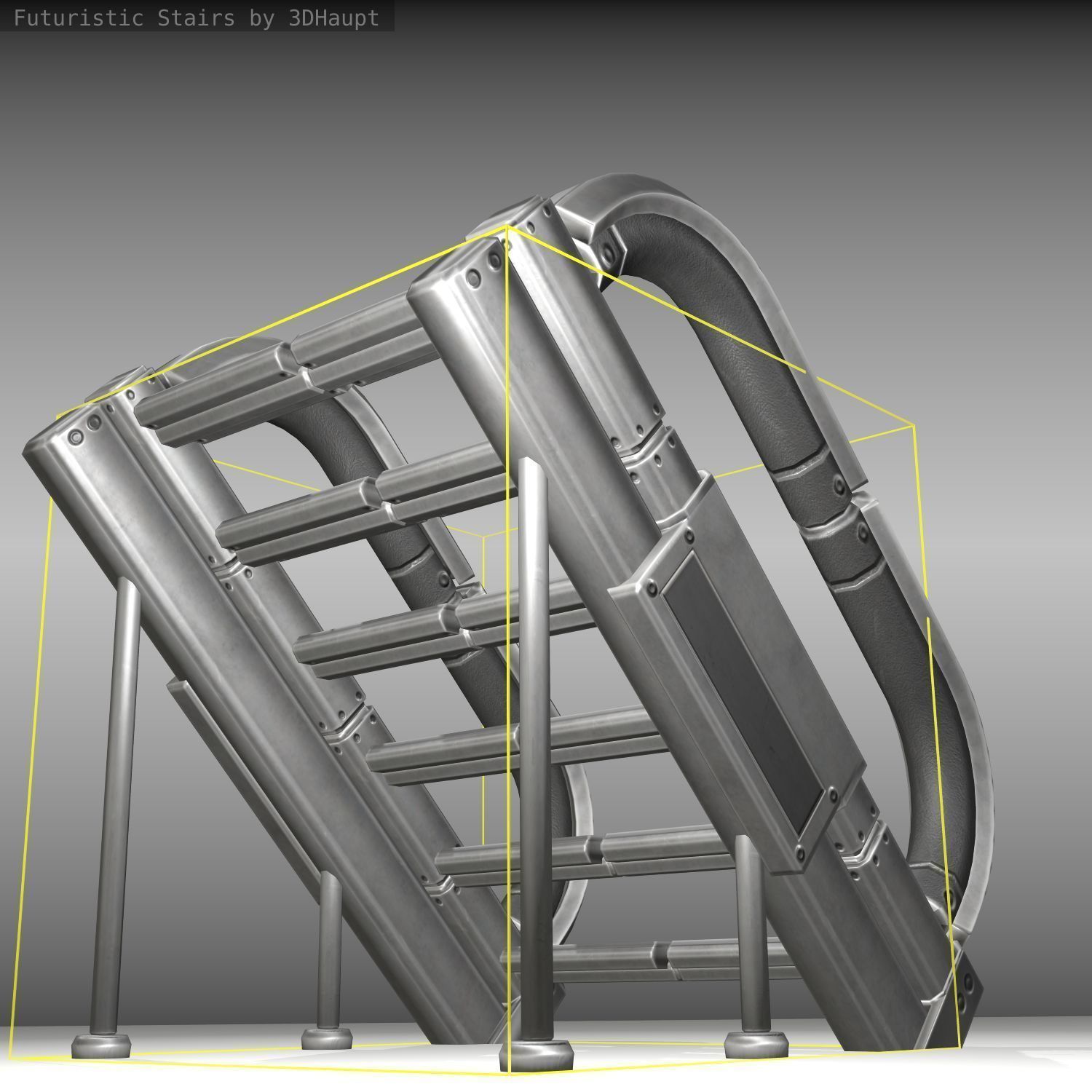 Futuristic Stairs - 12 - Basic Textures Low-poly 3D model_20