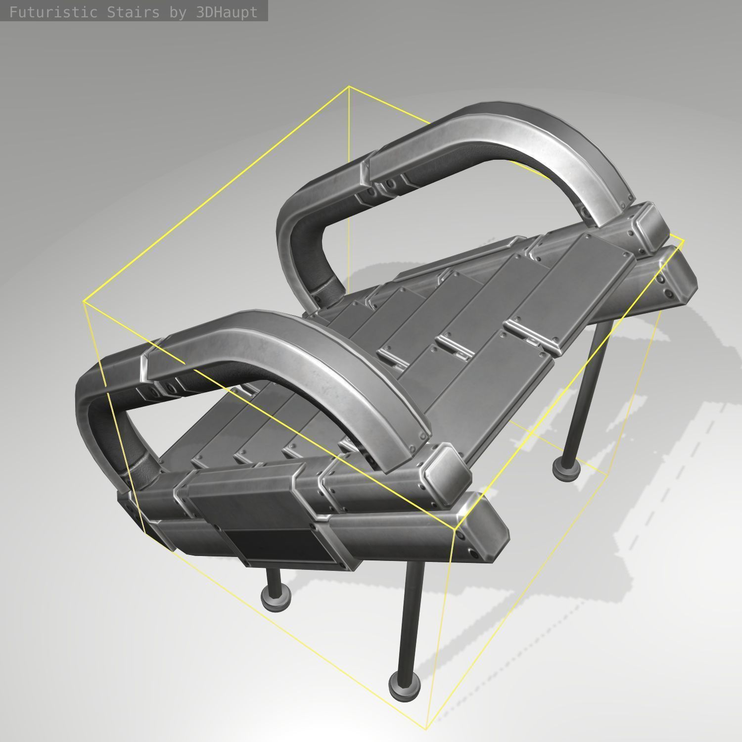 Futuristic Stairs - 12 - Basic Textures Low-poly 3D model_16