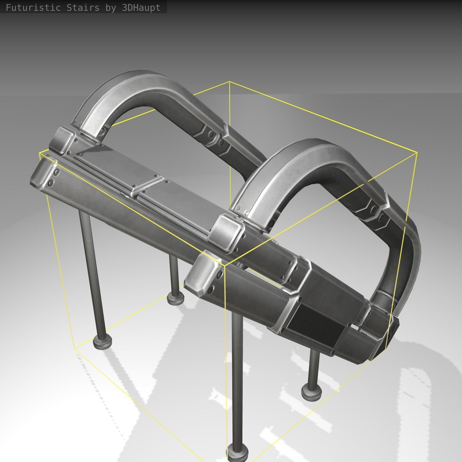 Futuristic Stairs - 12 - Basic Textures Low-poly 3D model_3