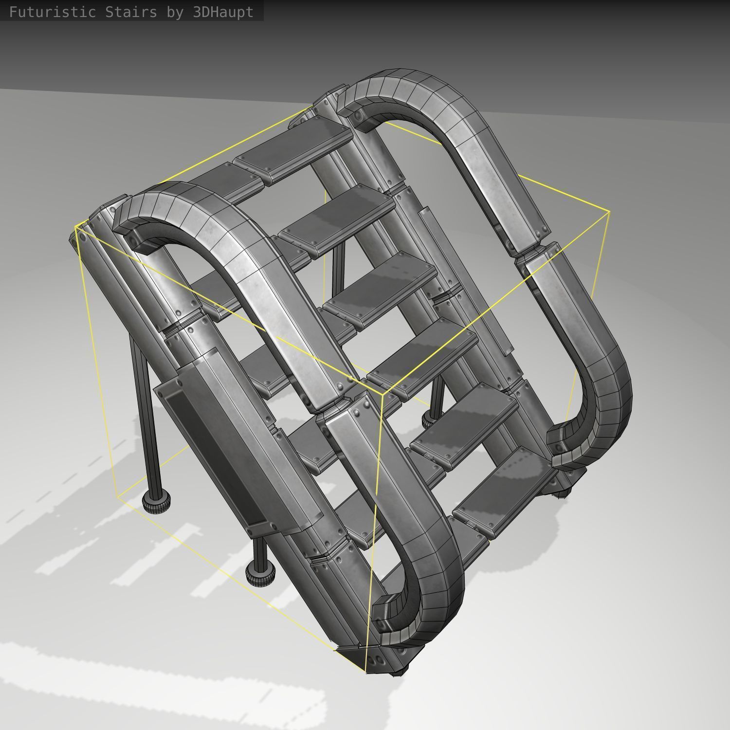 Futuristic Stairs - 12 - Basic Textures Low-poly 3D model_19