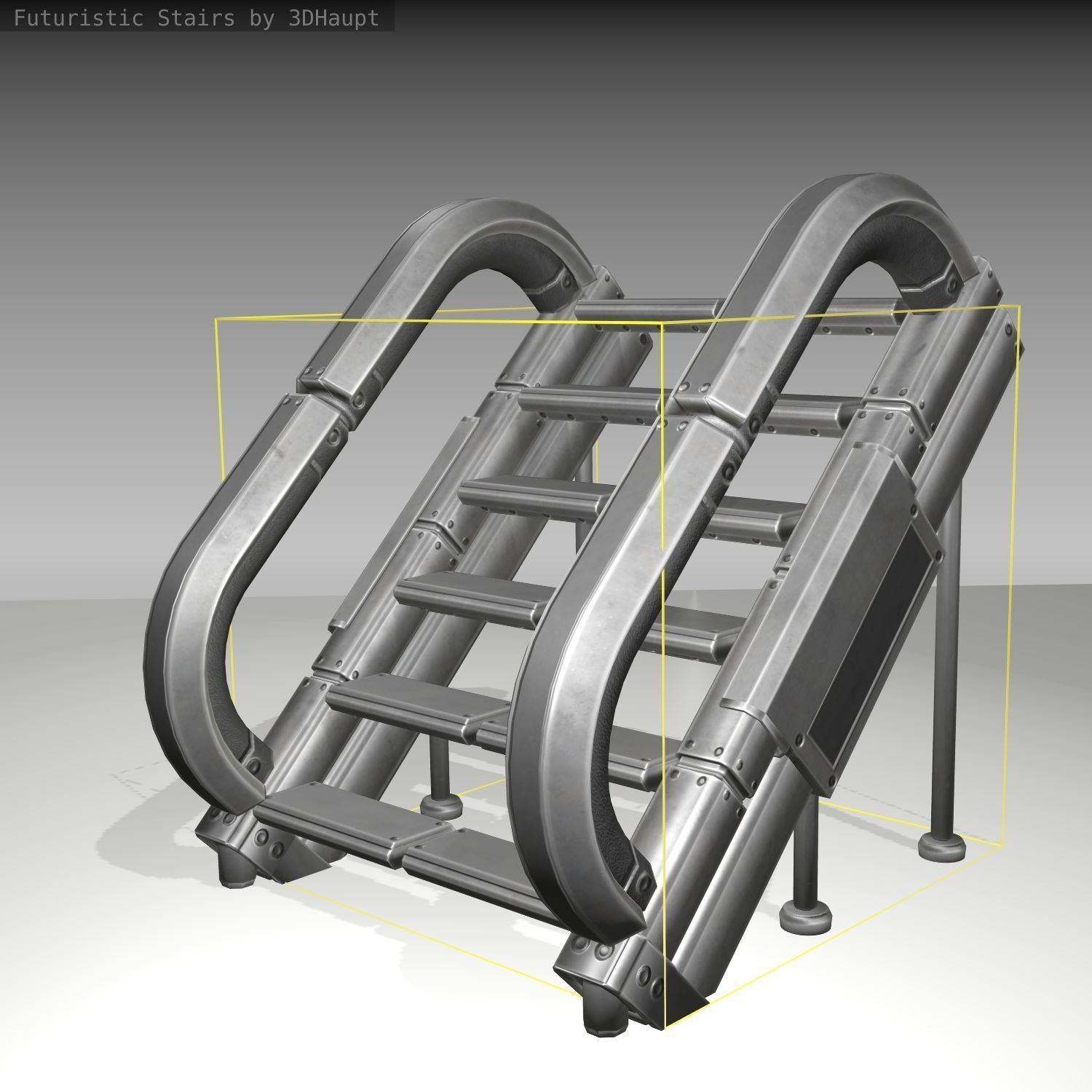 Futuristic Stairs - 12 - Basic Textures Low-poly 3D model_22