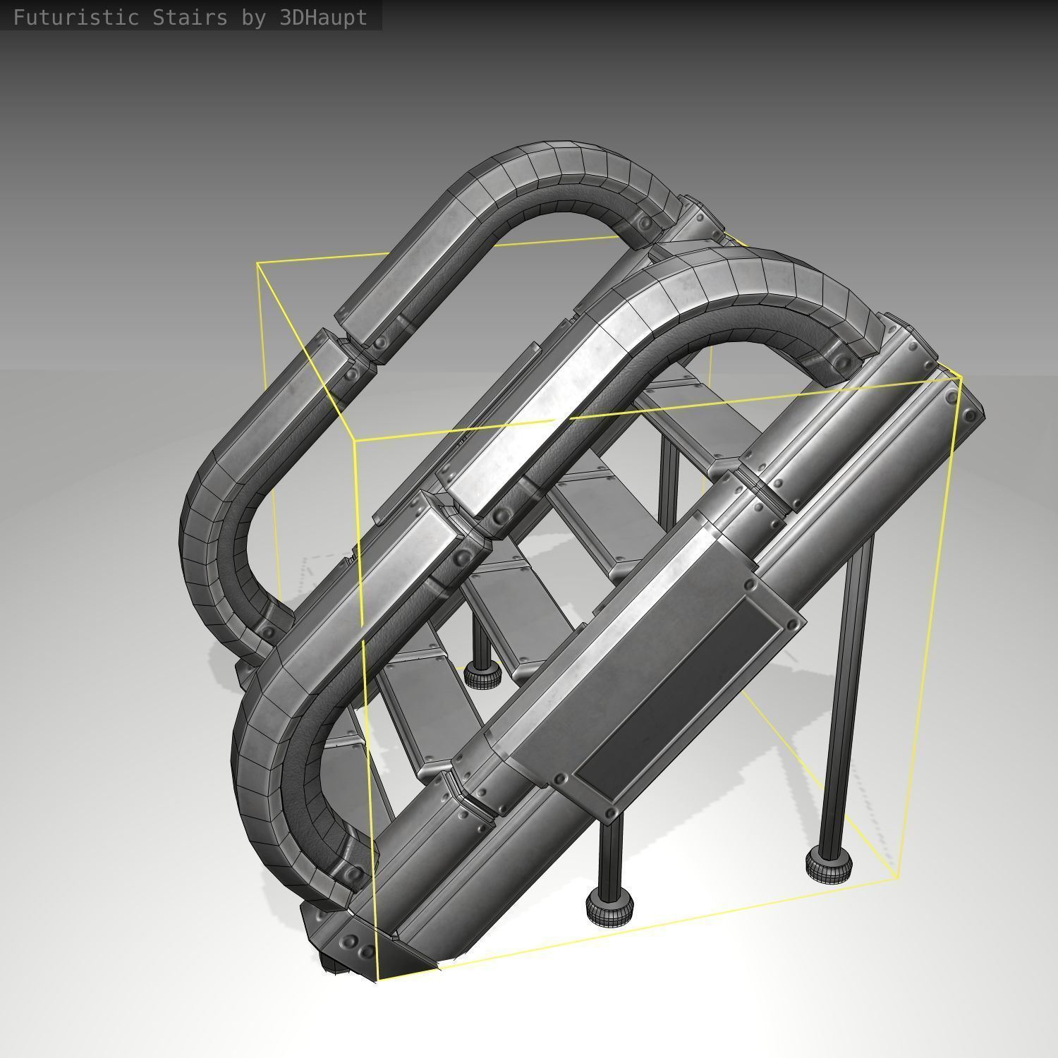 Futuristic Stairs - 12 - Basic Textures Low-poly 3D model_23