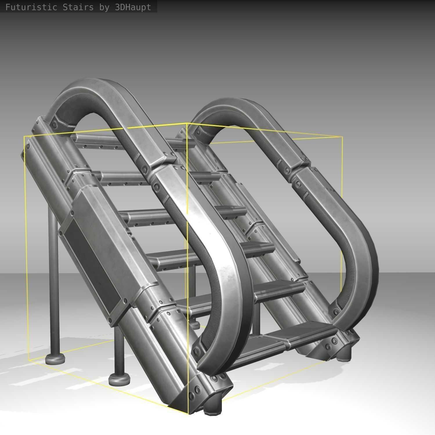 Futuristic Stairs - 12 - Basic Textures Low-poly 3D model_12