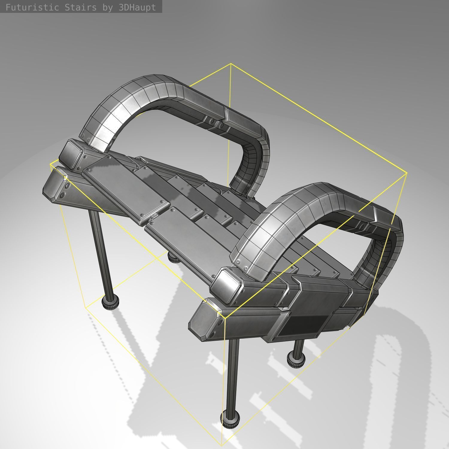 Futuristic Stairs - 12 - Basic Textures Low-poly 3D model_17