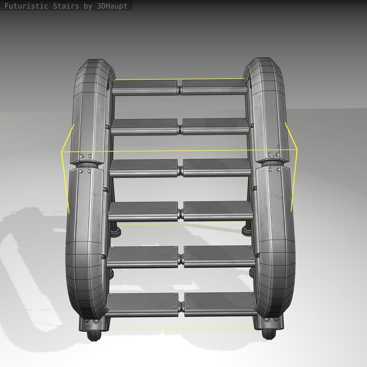 Futuristic Stairs - 12 - Basic Textures Low-poly 3D model_6