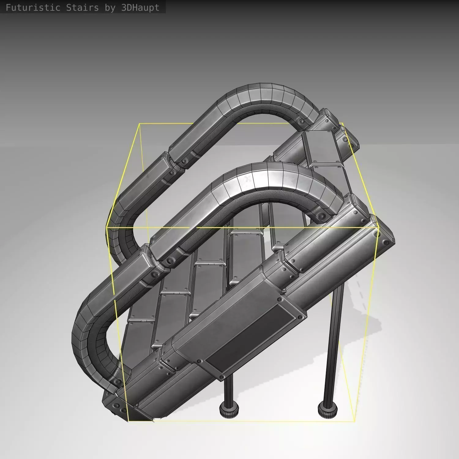 Futuristic Stairs - 12 - Basic Textures Low-poly 3D model_0