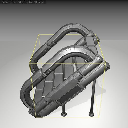 Futuristic Stairs - 12 - Basic Textures Low-poly 3D model